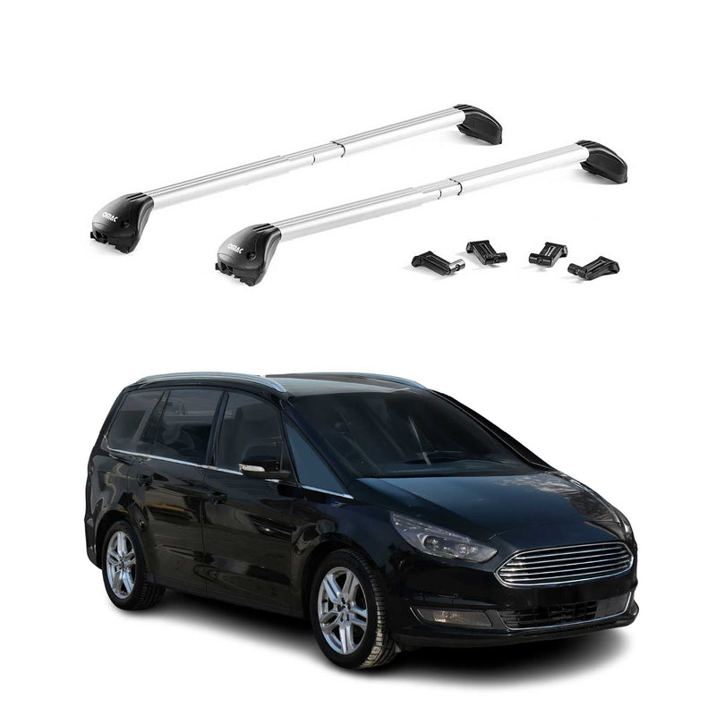Barres de toit transversales pour Ford Galaxy 2015-2023 Alu Argenté 2Pcs ABE