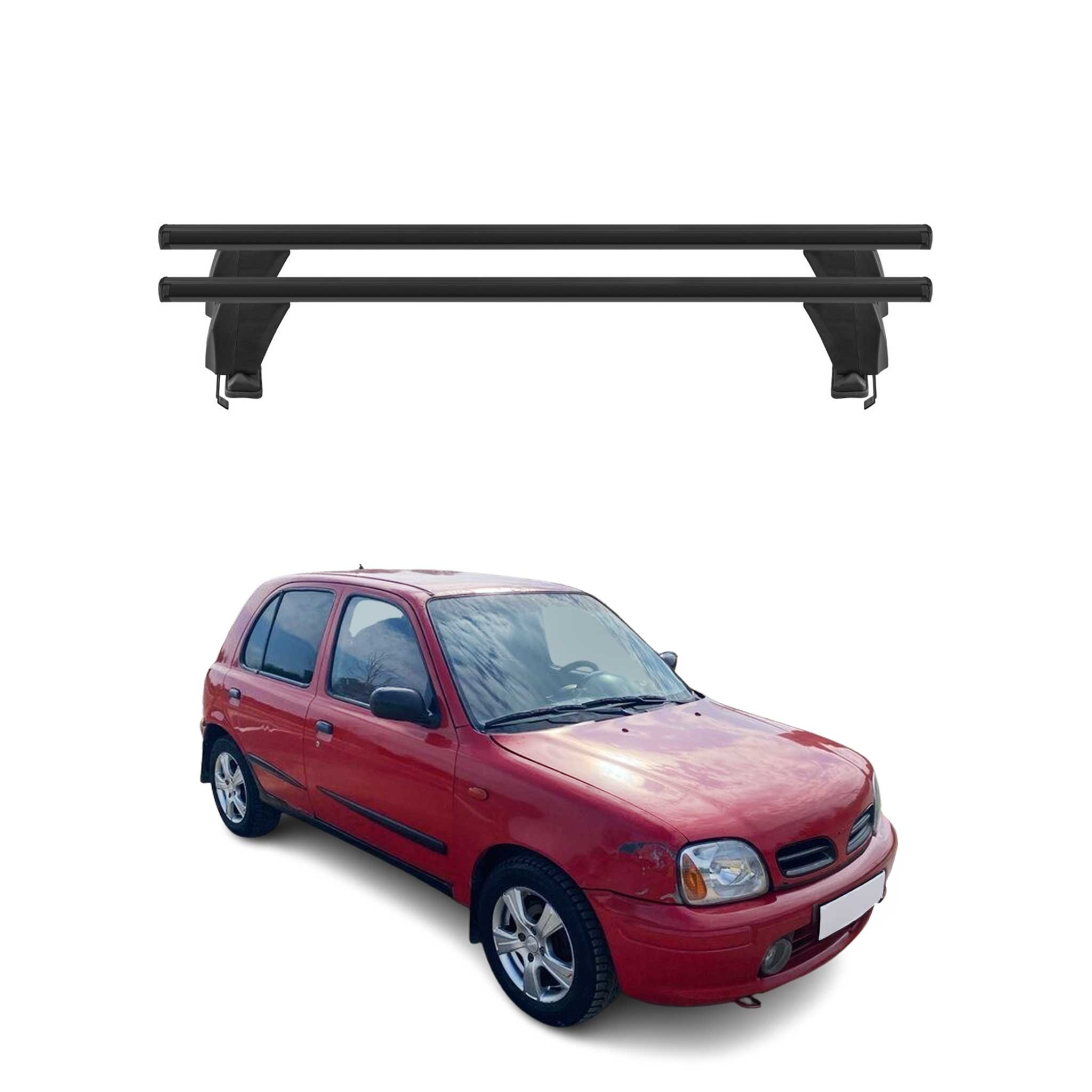 Barres de toit Transversales pour Nissan Micra 1992-2003 Alu Noir 2x 5 portes