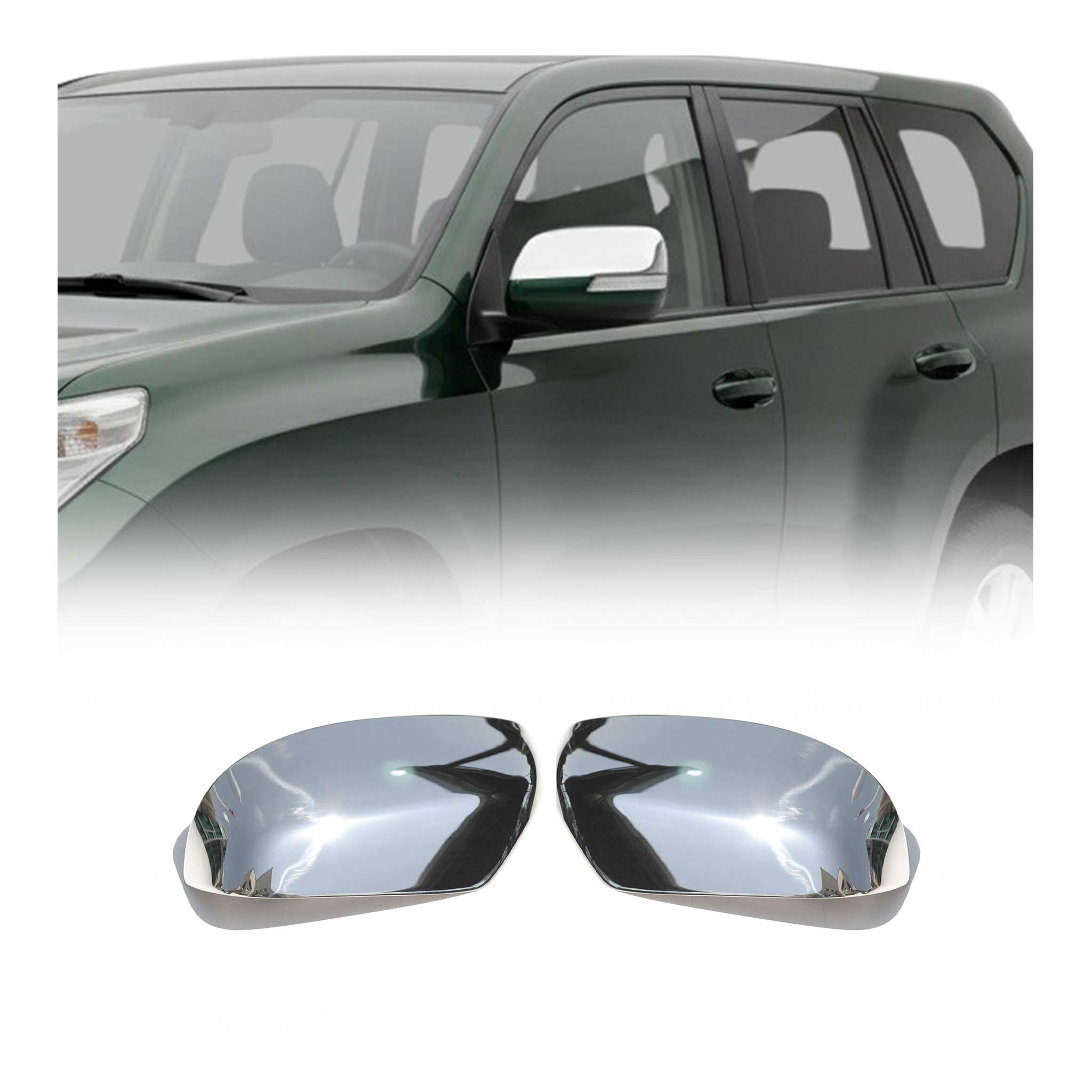 Coques de Rétroviseurs pour Toyota Land Cruiser Prado 2009-2023 Acier Chromé