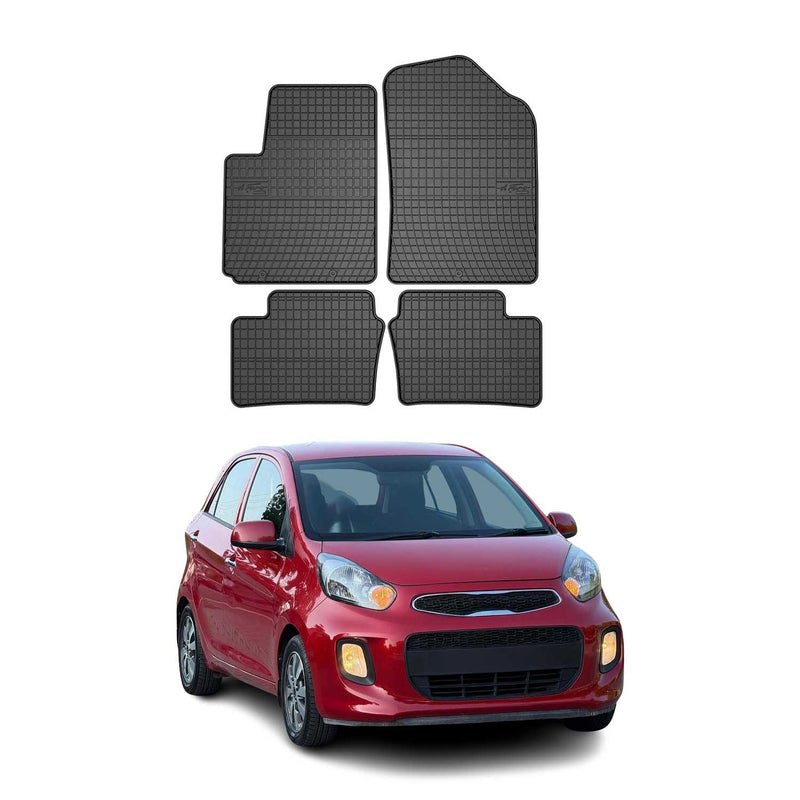 Tapis de Sol pour Kia Picanto 2011-2017 Caoutchouc Noir