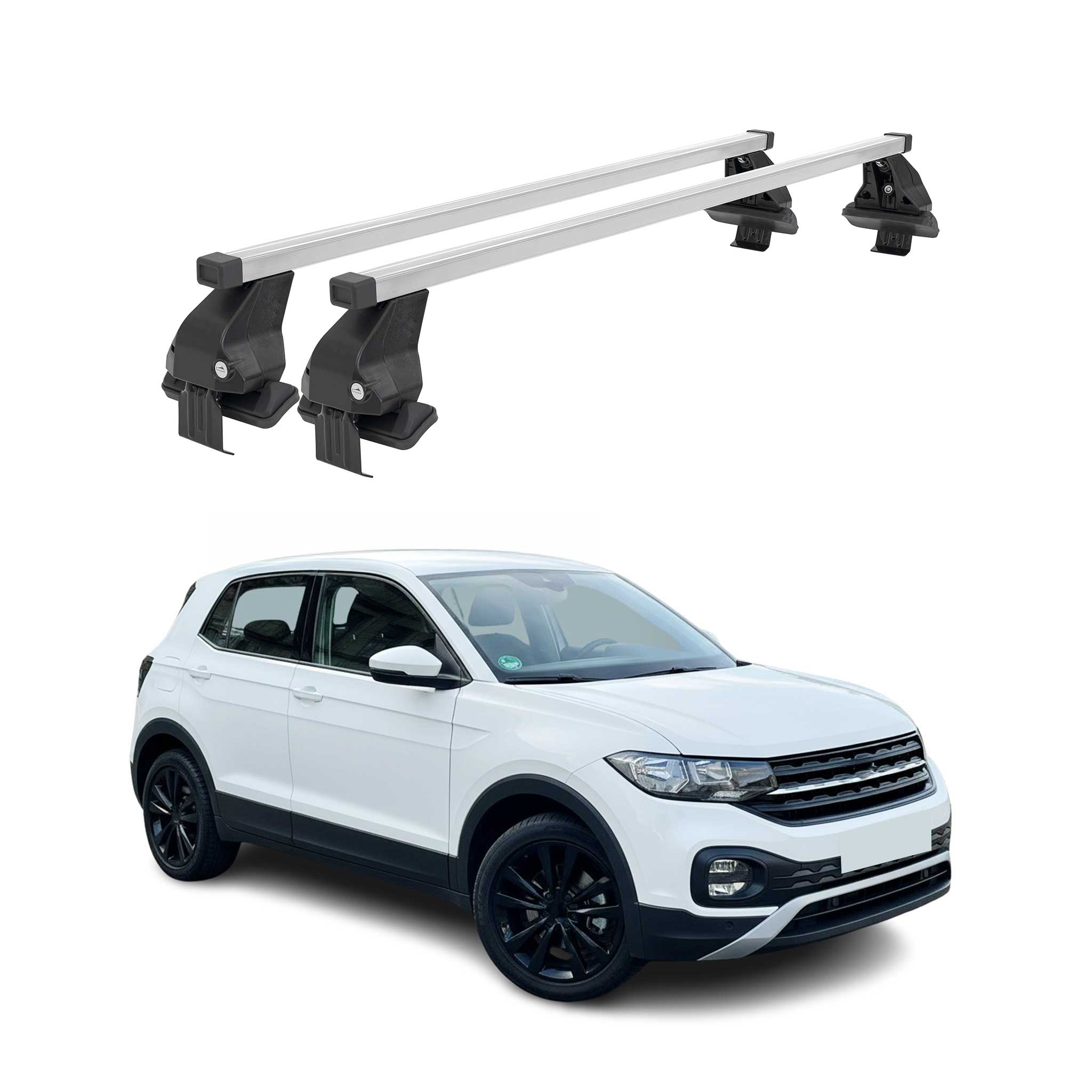 Menabo Barres de toit transversales pour VW T-Cross 2018-2025 Acier Gris 2x