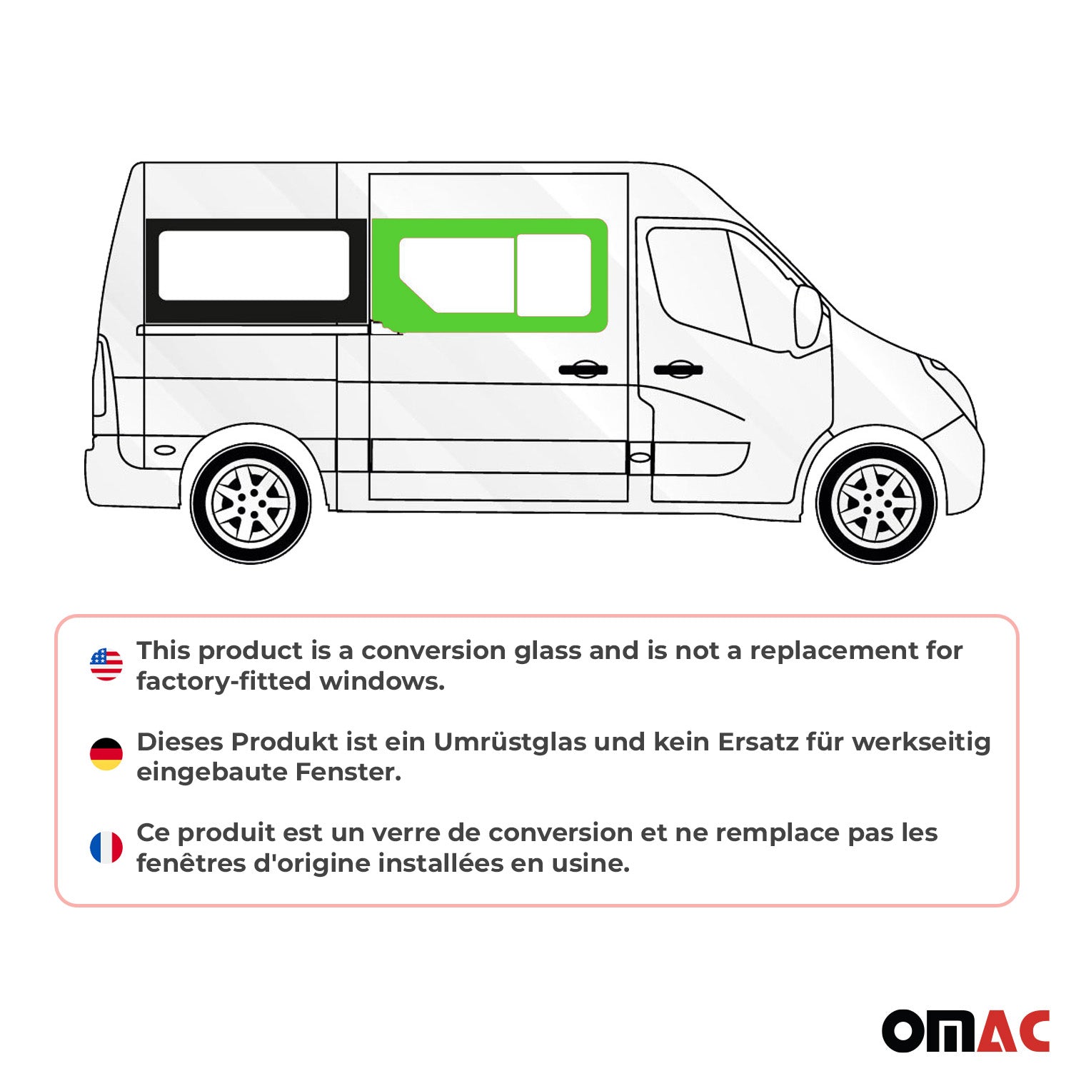 Vitre de Porte pour Opel Movano 2010–2021 L1 Avant Droit coulissante