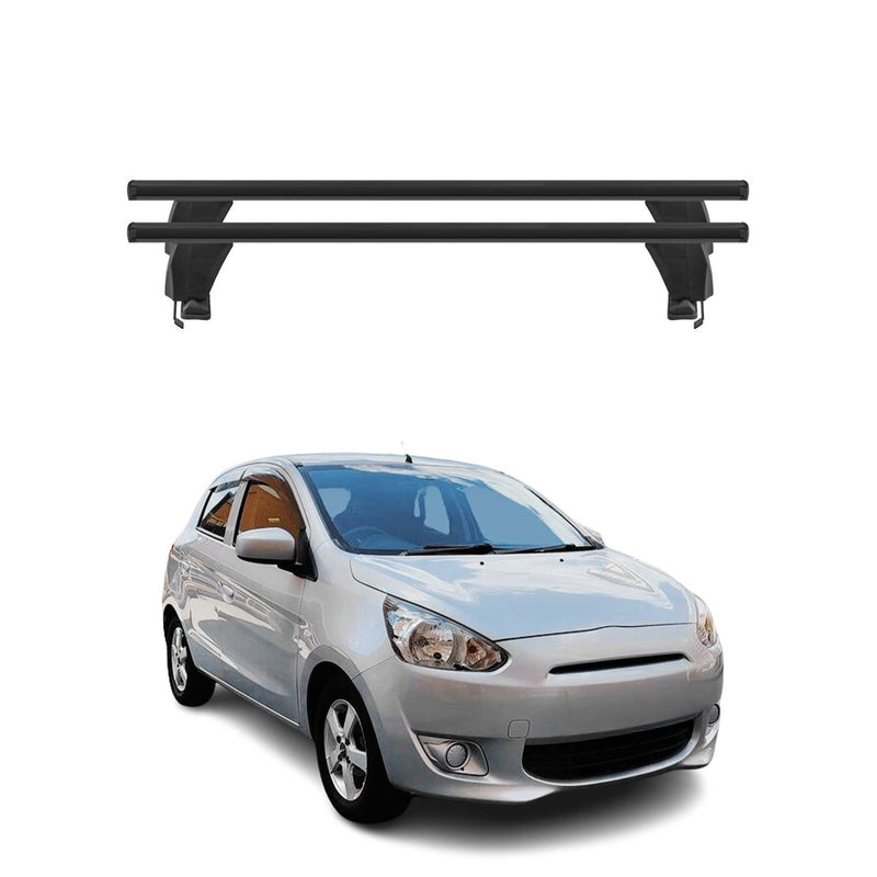 Barres de toit Transversales pour Mitsubishi Mirage HB 2012-2016 Alu Noir 2x