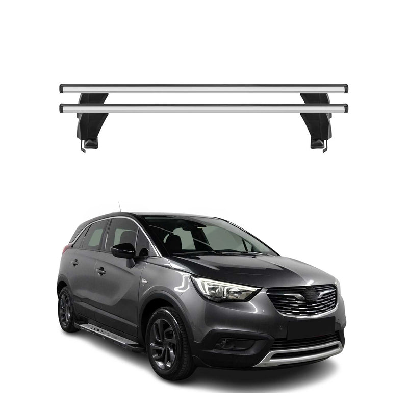 Menabo Barres de toit Transversales pour Opel Crossland X 2017-2020 Alu Gris ABE