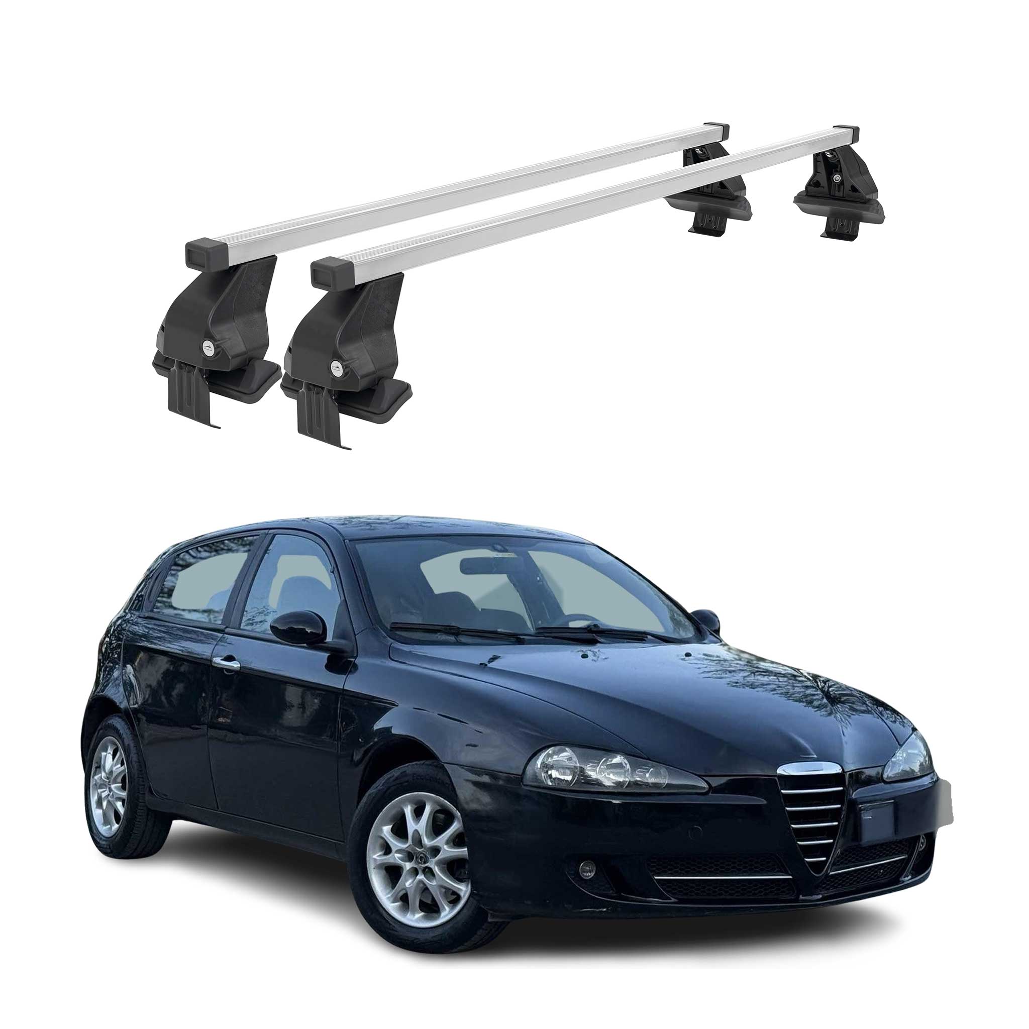 Barres de transversales Menabo pour Alfa Romeo 147 3 portes 2000-2010 Acier Gris