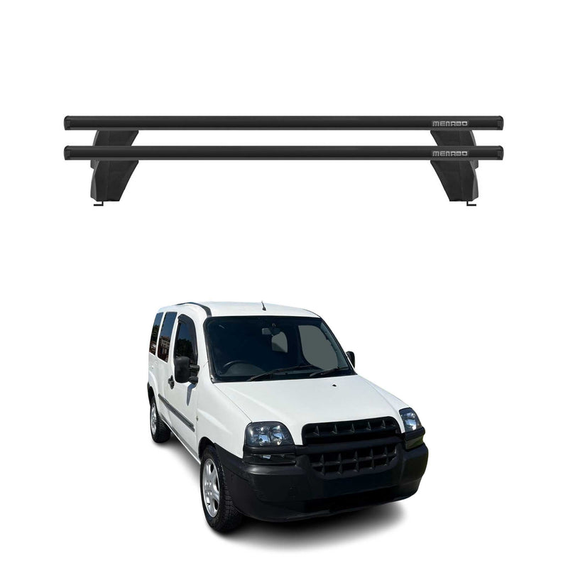 Menabo Barres de toit Transversales pour Fiat Doblo 2000-2010 Noir ABE 2x