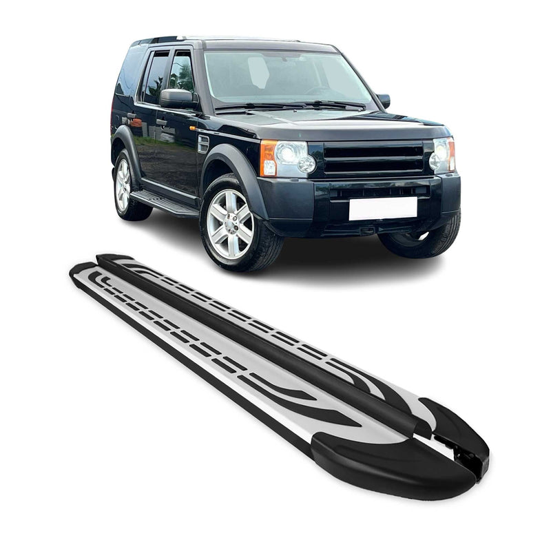 Marchepieds Latéraux pour Land Rover Discovery III 2004-2009 Aluminium Gris Noir