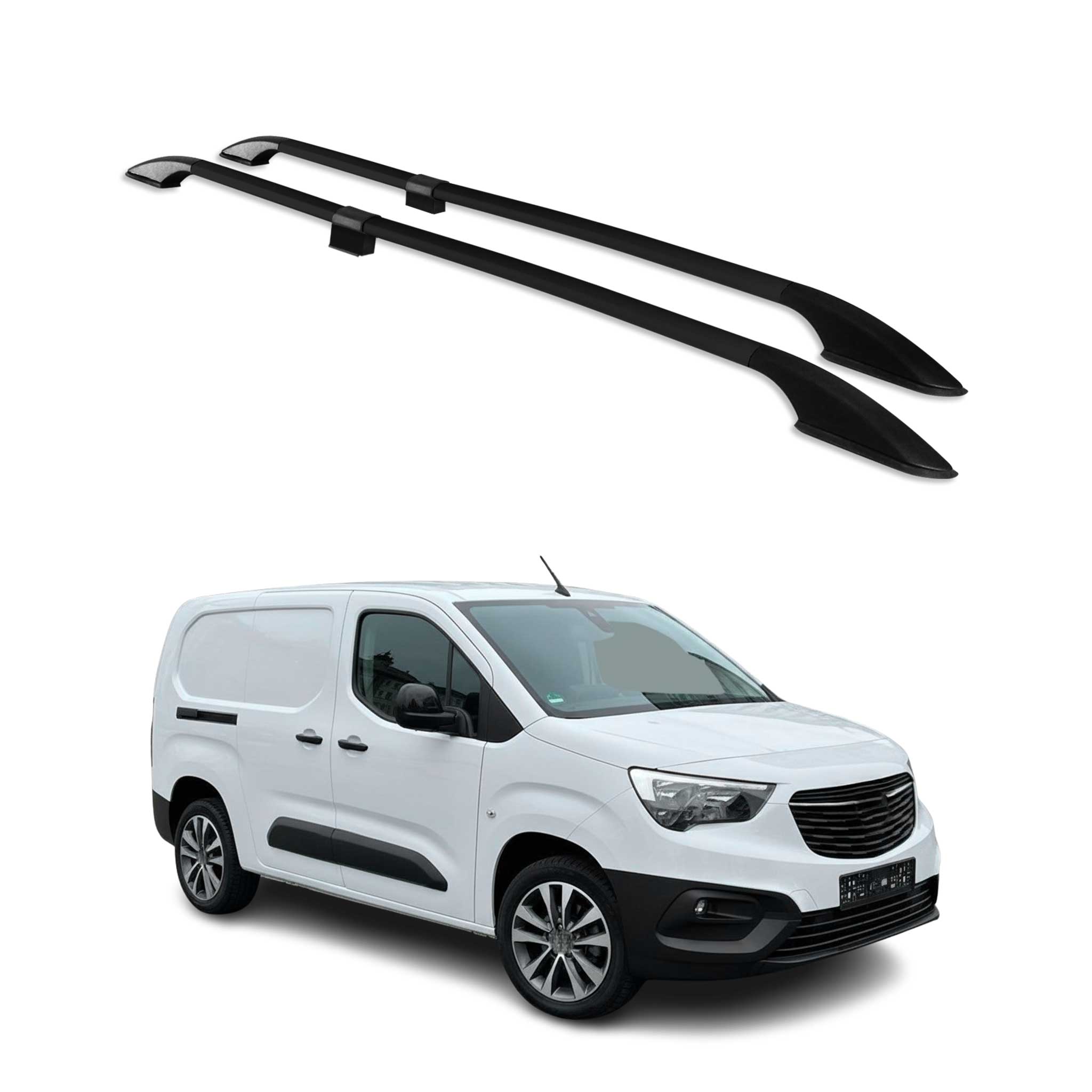 Barres de toit longitudinales pour Opel Combo E 2019-2026 L2 Aluminium Noir