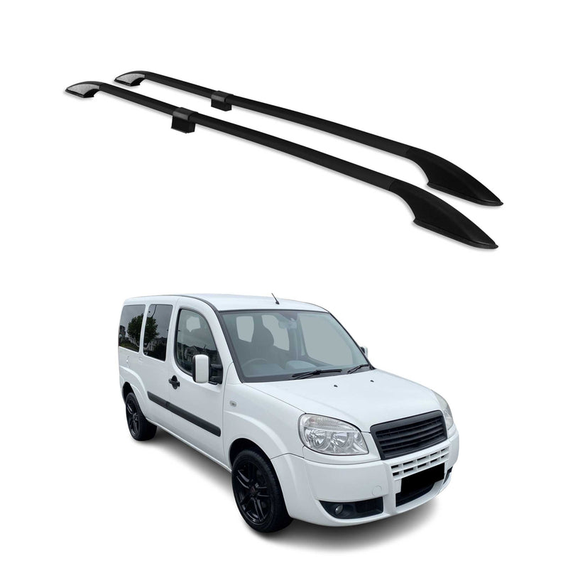 Barres de toit longitudinales pour Fiat Doblo 2000-2010 L2 Aluminium Noir