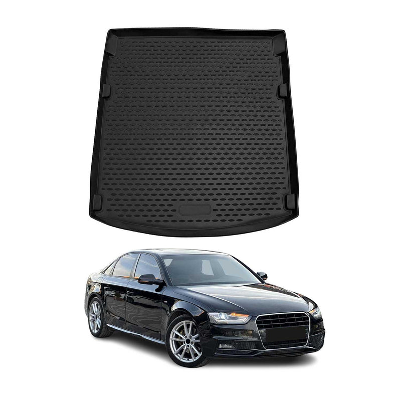 OMAC Tapis de coffre pour Audi A4 B8 Berline 2008-2015 en caoutchouc TPE Noirs