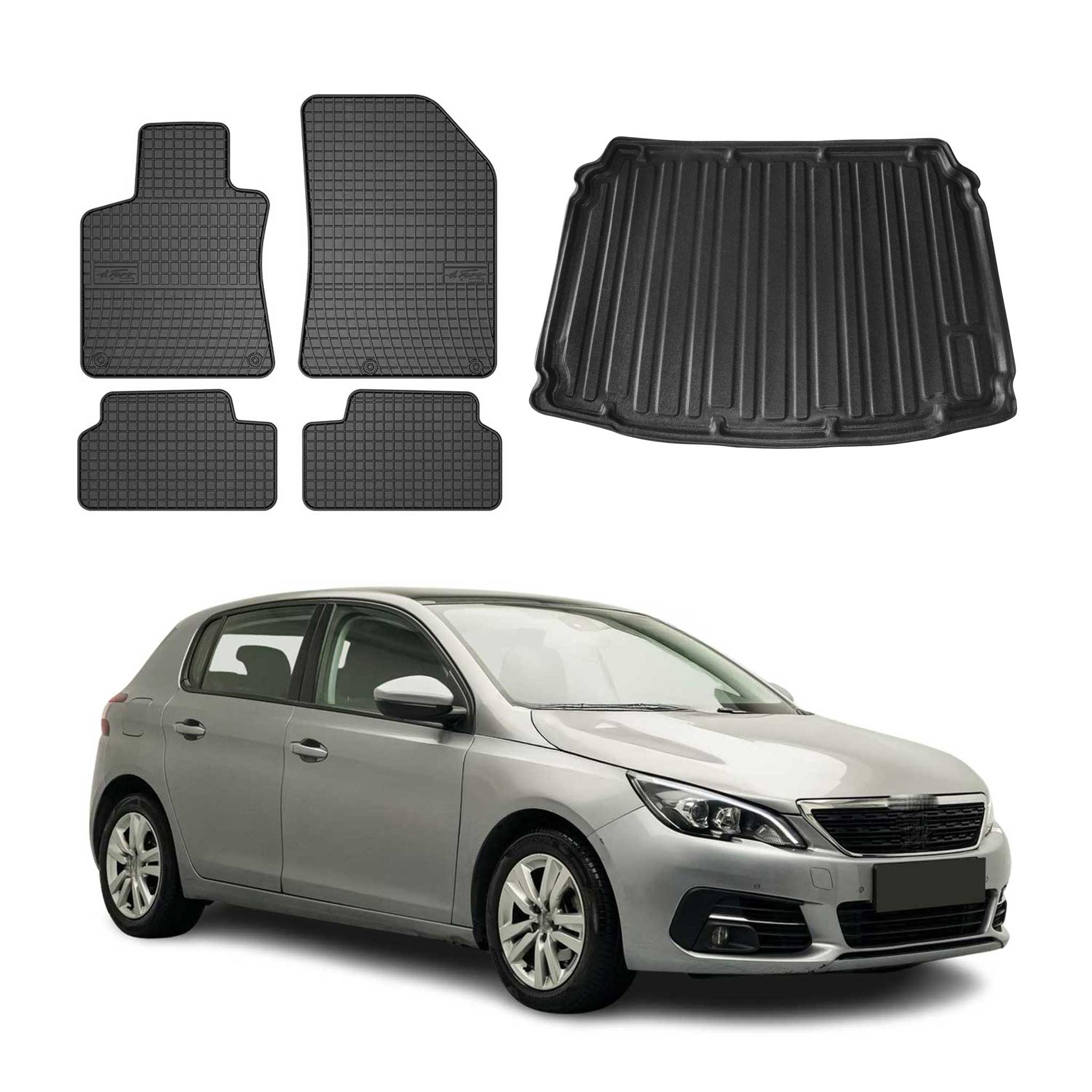 Kit Tapis de sol et coffre pour Peugeot 308 2014-2021 TPE Noir