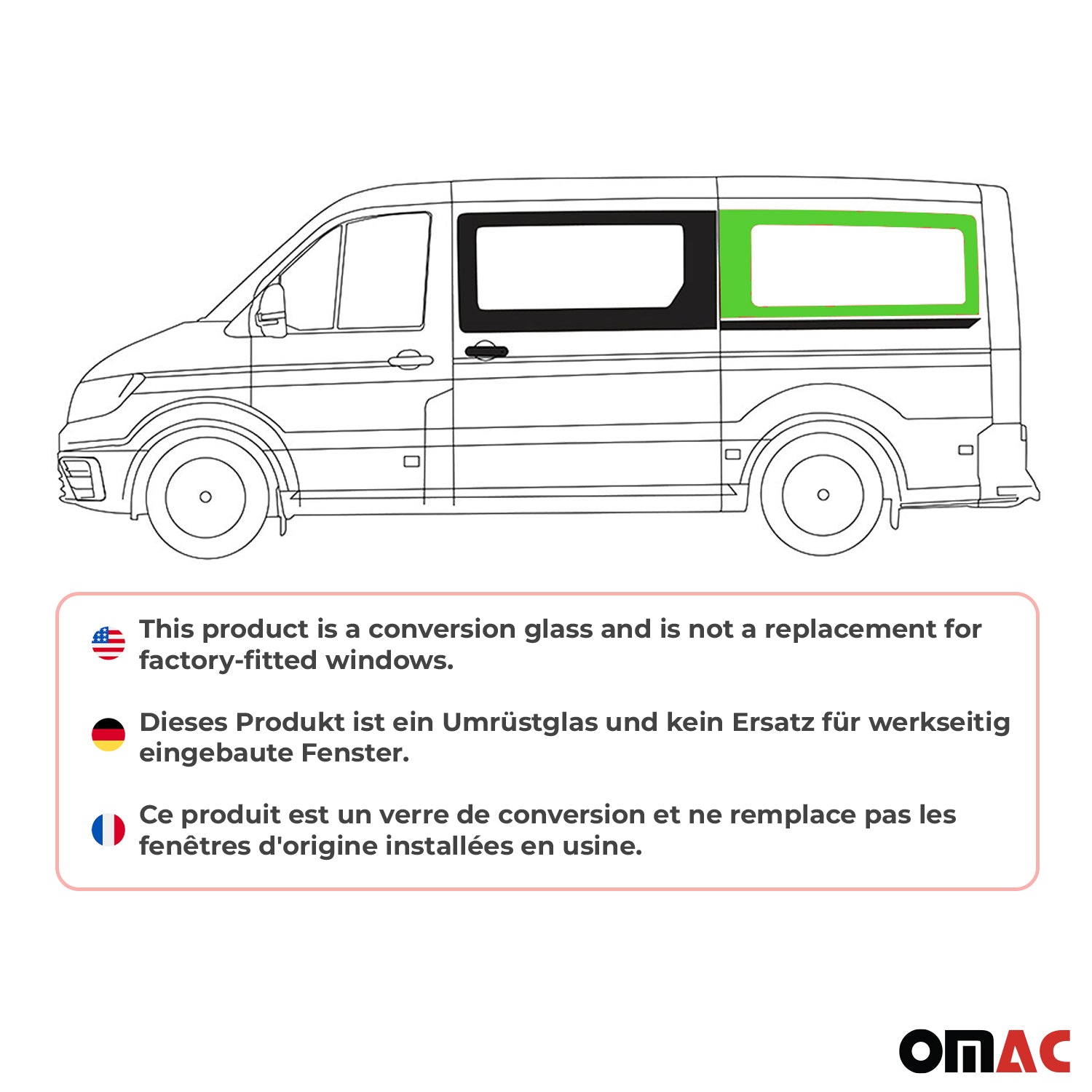 Vitre de Porte pour MAN TGE 2017-2026 L2 Arrière Gauche Porte coulissante