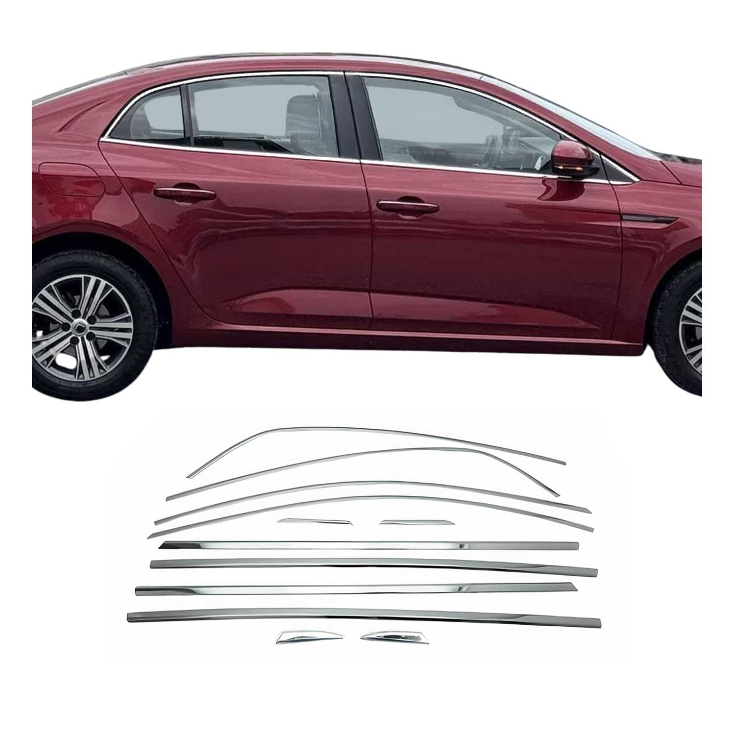 Baguette de contour de Vitre latérale pour Renault Megane Limo 2016-2022 inox 2x