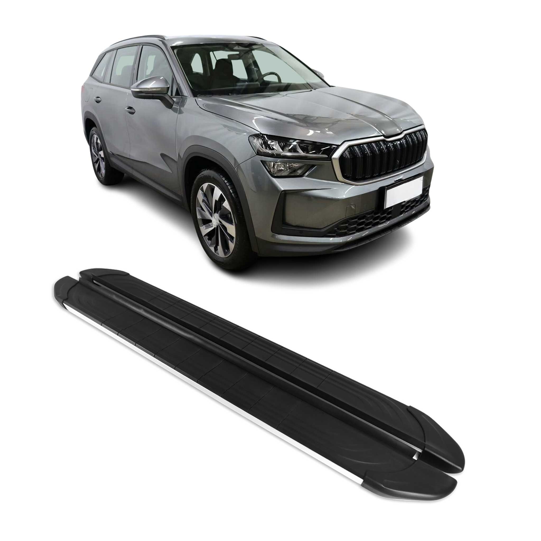 Marchepieds latéraux pédale pour Skoda Kodiaq II 2024-2026 Gris Noir Alu