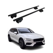 Barres de toit Transversales pour Volvo V60 Cross 2017-2023 Fer Noir ABE