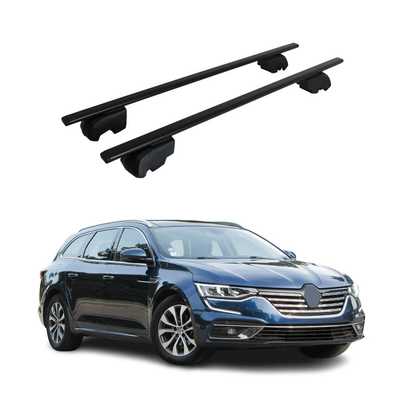 Barres de toit Transversales pour Renault Talisman 2016-2023 Fer Noir ABE