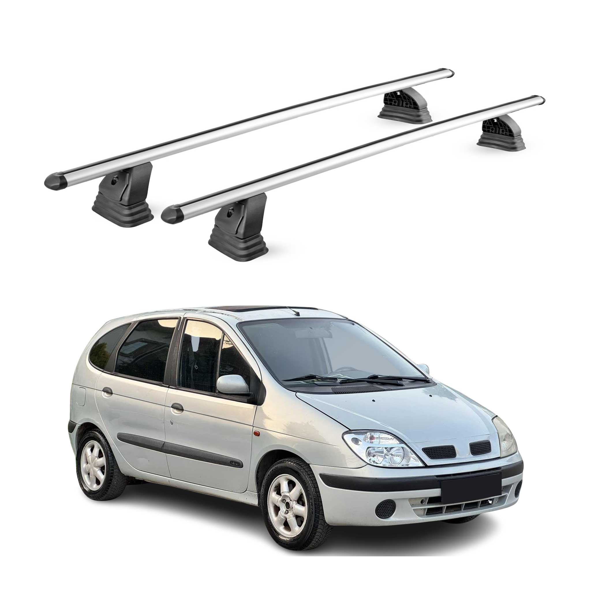 Barres de toit transversales Alu pour Renault Scenic I 1996-2003 TÜV Gris 2Pcs