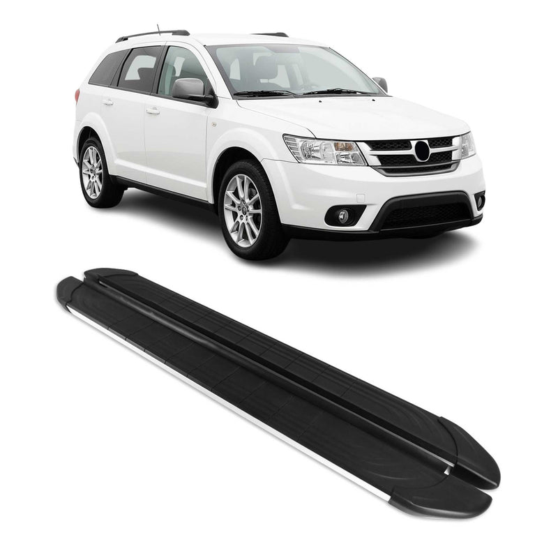 Marchepieds Latéraux pour Fiat Freemont 2011-2016 Aluminium Gris Noir 2Pcs