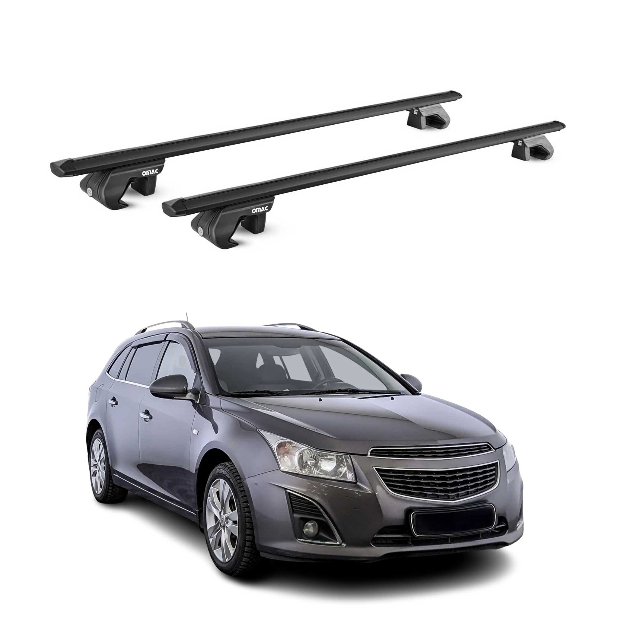 Barres de toit transversales pour Chevrolet Cruze Break 2011-2016 Alu Noir ABE
