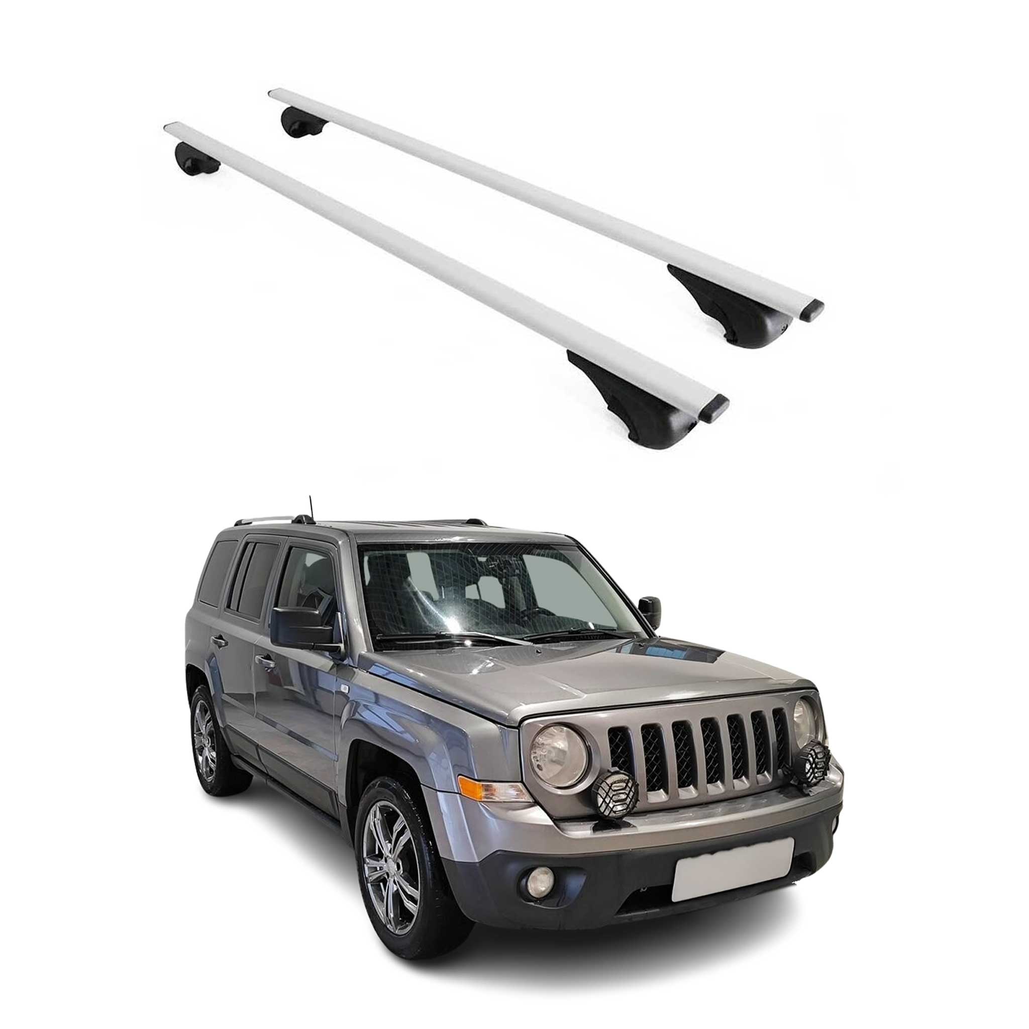 Barres de toit Transversales pour Jeep Patriot 2007-2016 Fer Argent