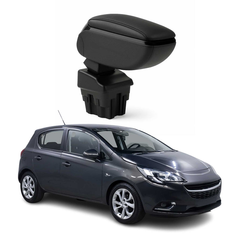 Accoudoir pour Opel Corsa E Break 2014-2019 Vinyl Abs Noir Coulissant