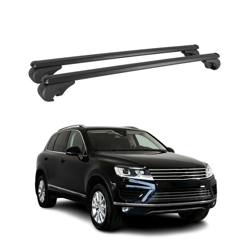 Barres de toit Transversales pour VW Touareg 2010-2018 Aluminium Noir