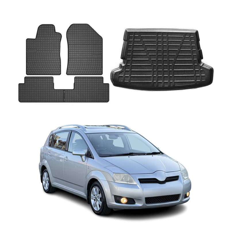 Kit Tapis de sol et coffre pour Toyota Corolla Verso 2004-2009 TPE Noir
