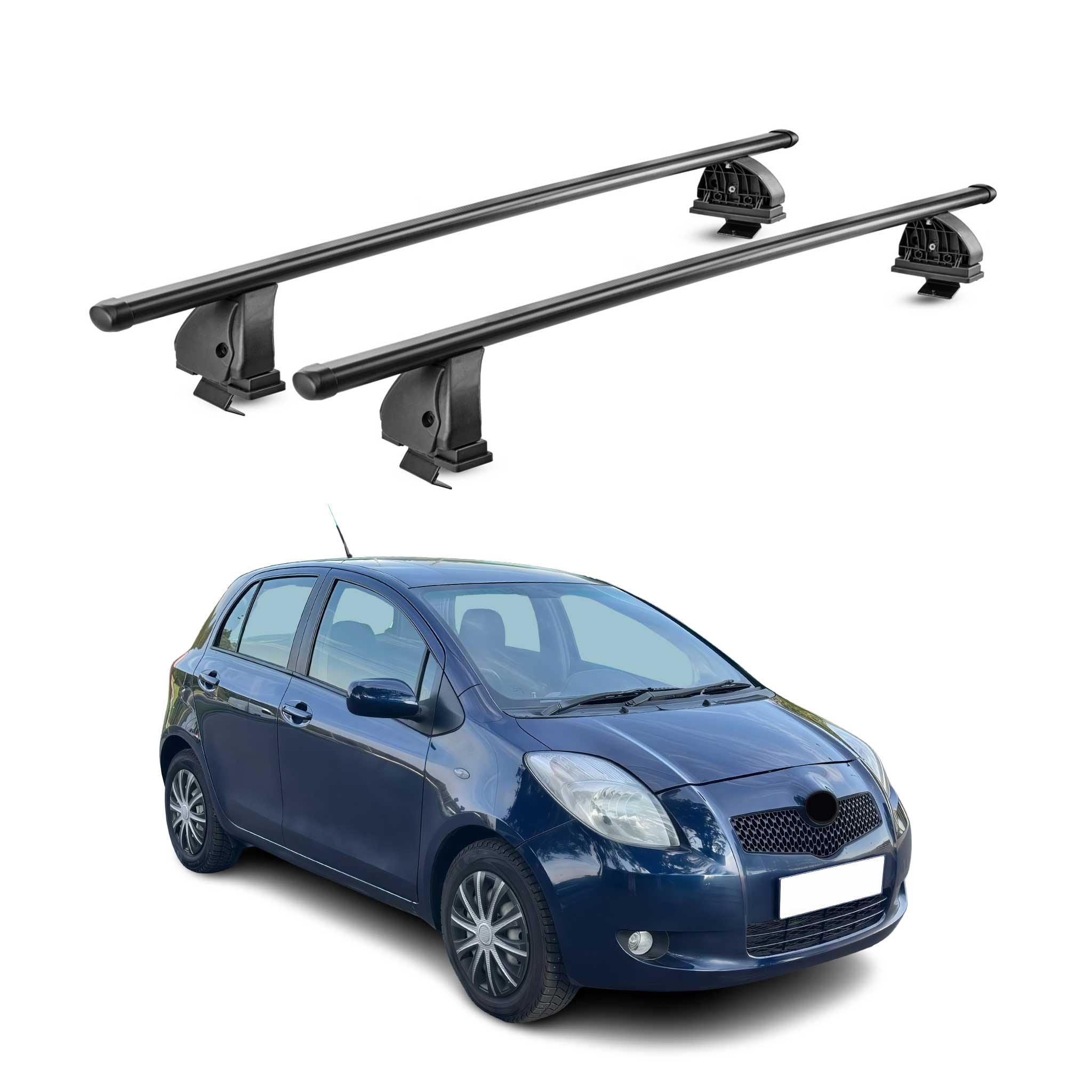 Barres de toit transversales acier pour Toyota Yaris II HB 2006-2011 TÜV Noir 2x