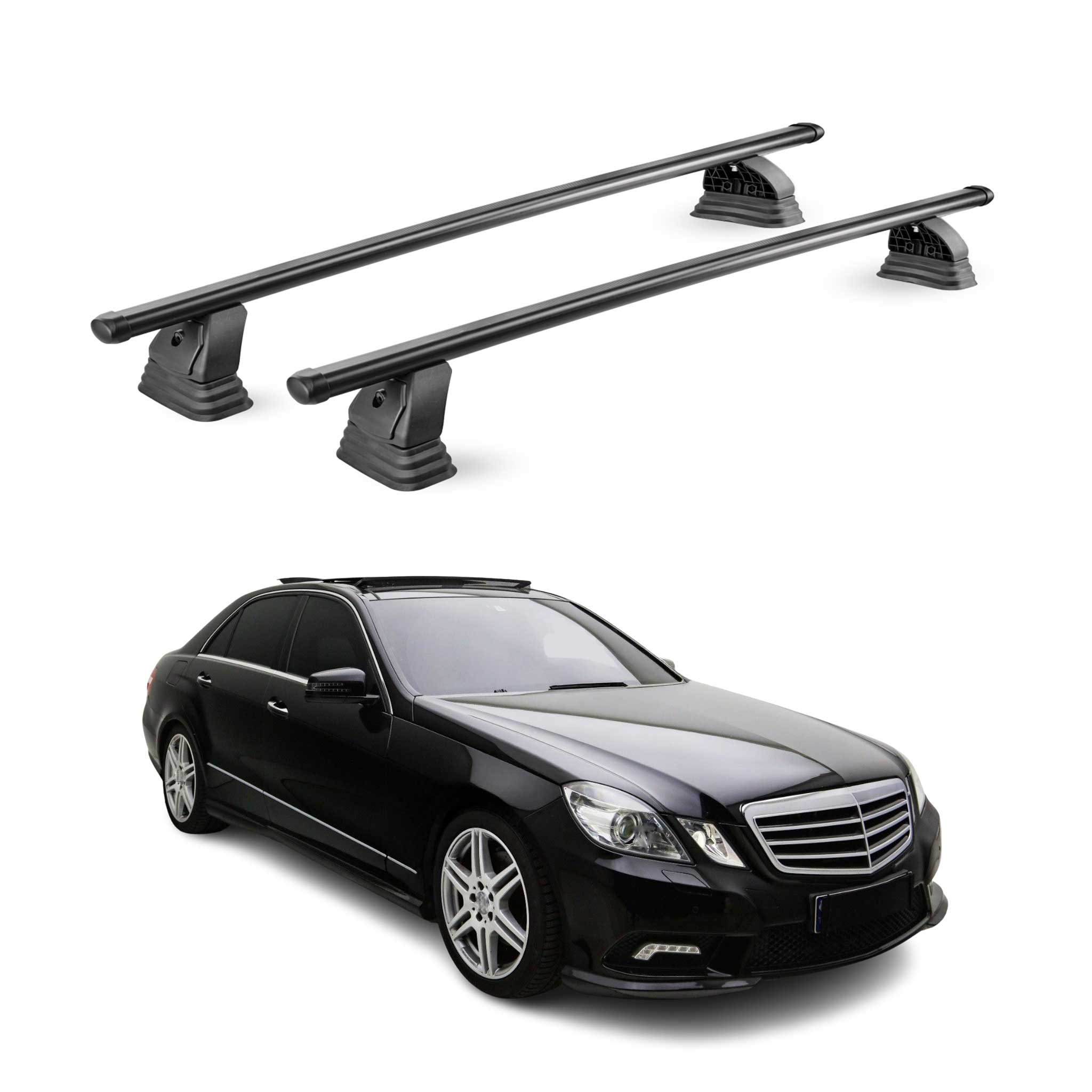 Barres de toit transversales acier pour Mercedes Classe E W212 2010-2016 Noir 2x