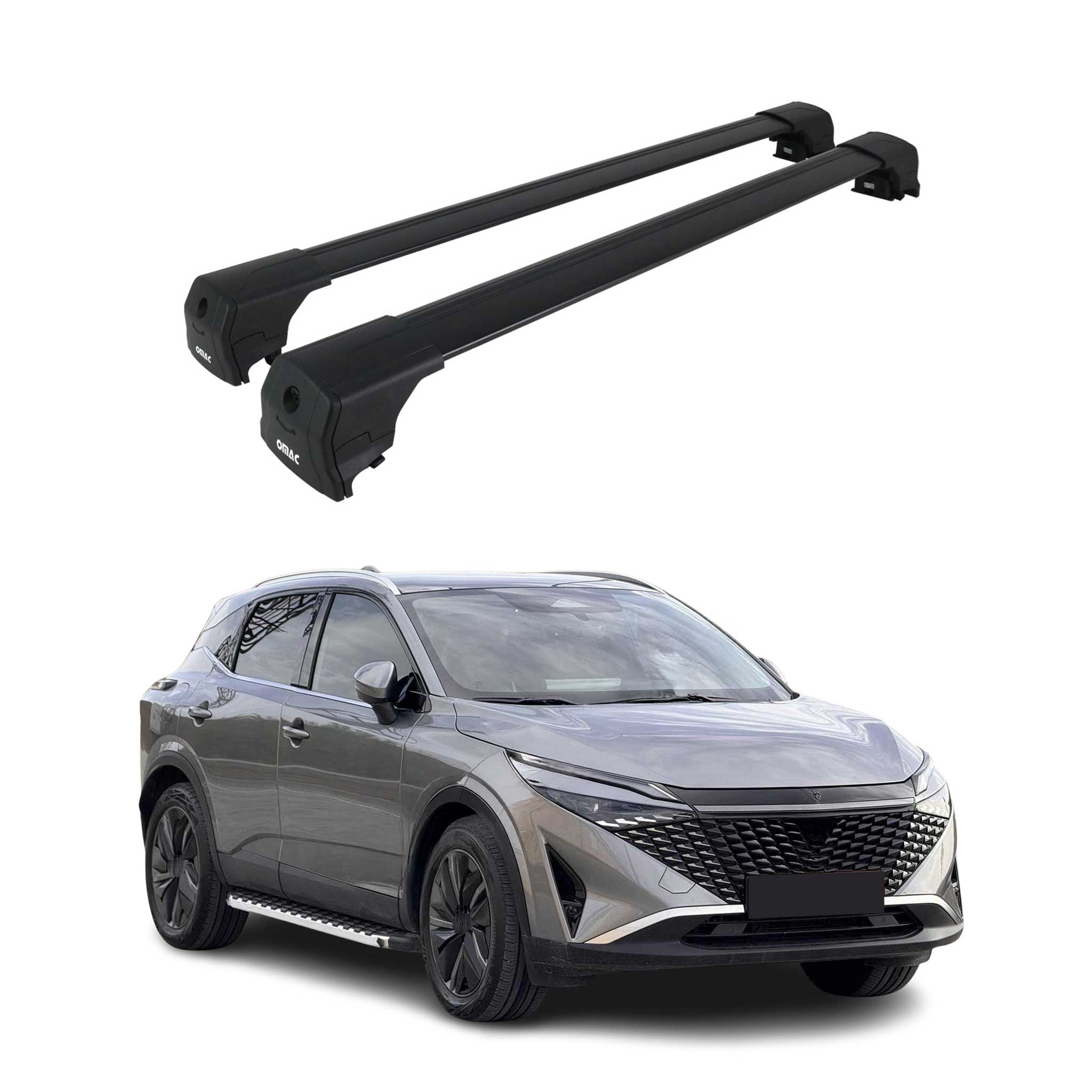 Barres De Toit Transversales pour Nissan Qashqai J12 2021-2023 Alu Noir ABE