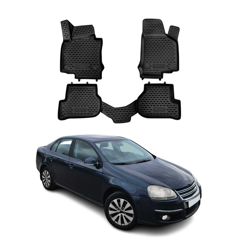 OMAC Tapis de sol pour VW Jetta 2004-2010 en caoutchouc Noir