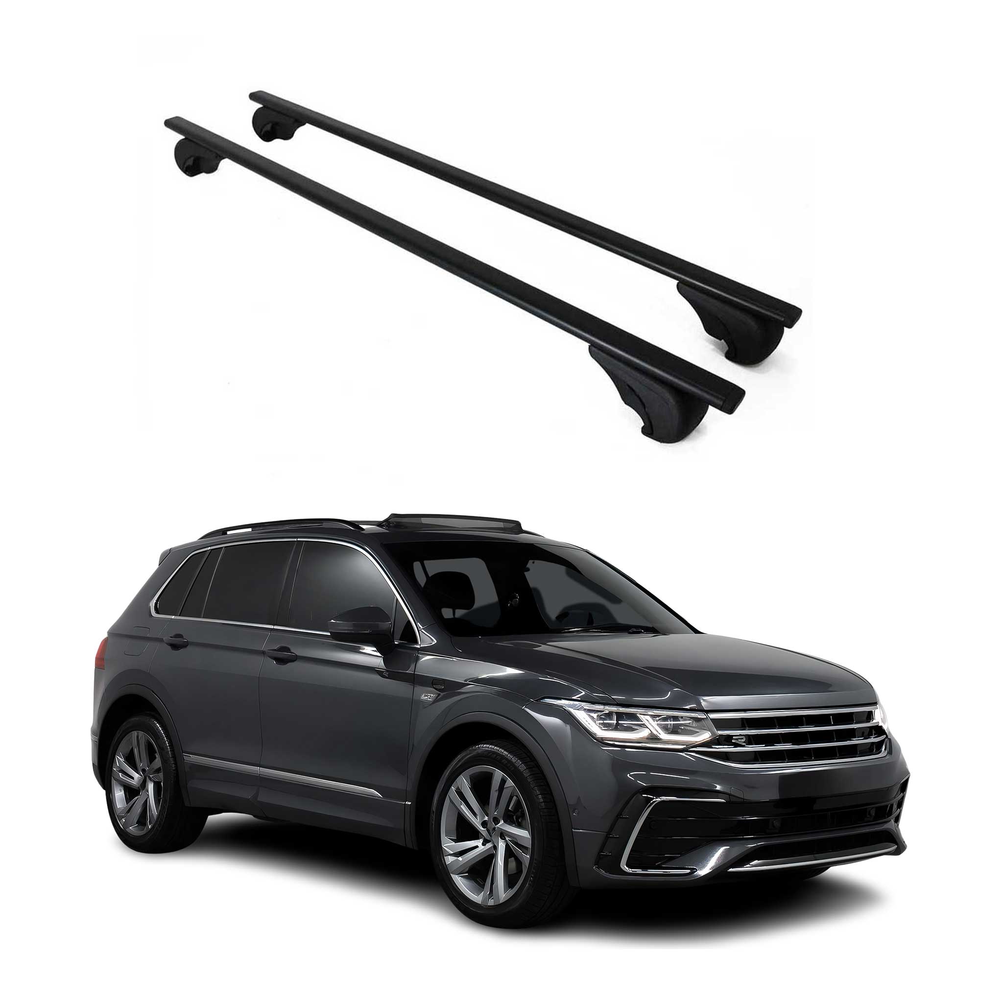 Barres de toit Transversales pour VW Tiguan 2016-2023 Fer Noir