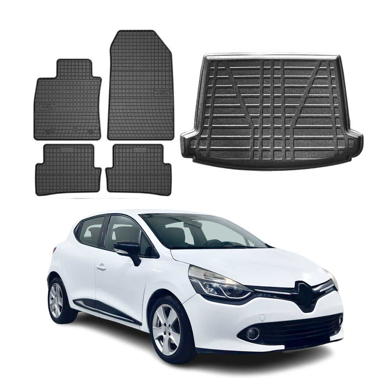 Kit Tapis de sol et coffre pour Renault Clio 2012-2022 Noir TPE