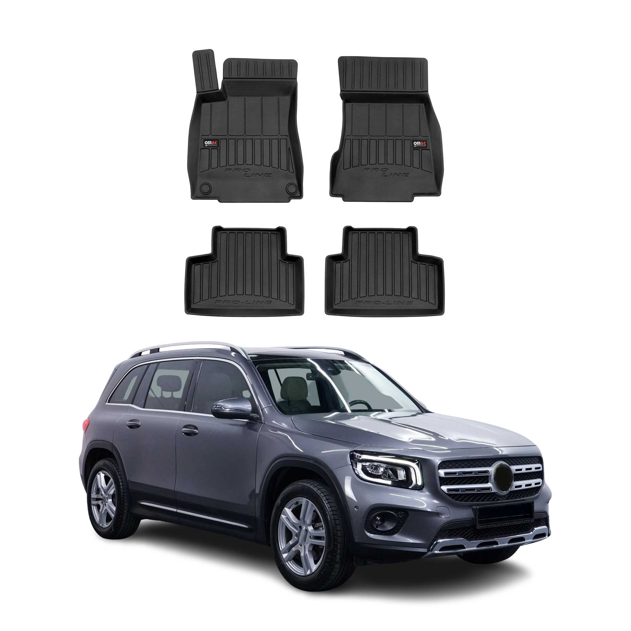 OMAC Tapis de sol en caoutchouc pour Mercedes GLB X247 2019-2026 Noir Premium
