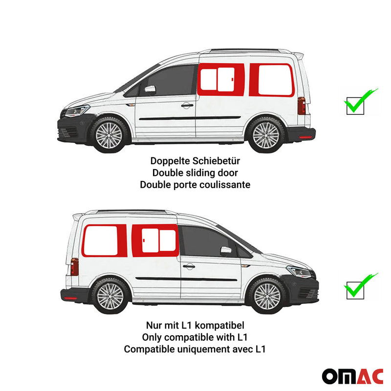 Vitres de Fenêtres Latérales Coulissantes Arriéres pour VW Caddy 2003-2020 L1 4x