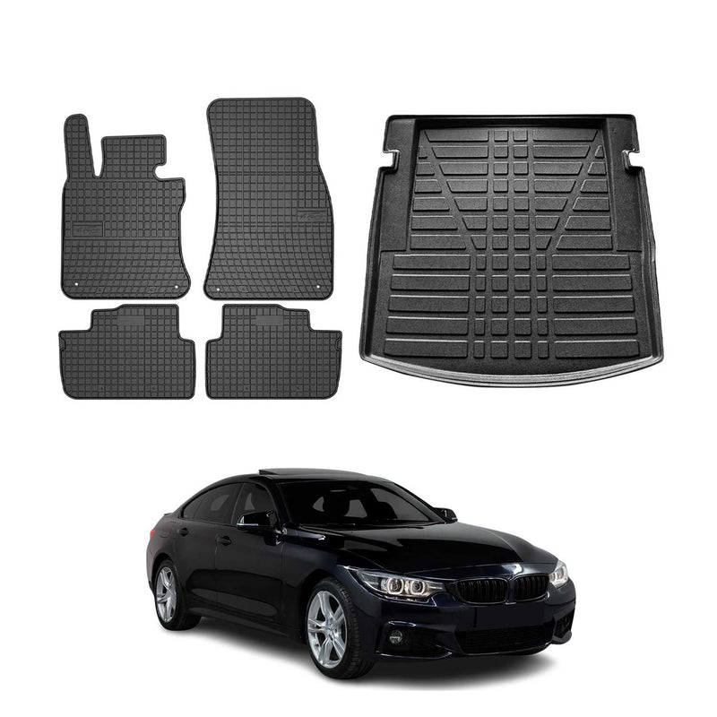 Kit Tapis de sol et coffre pour BMW Série 4 F32 Coupé 2013-2020 Noir TPE