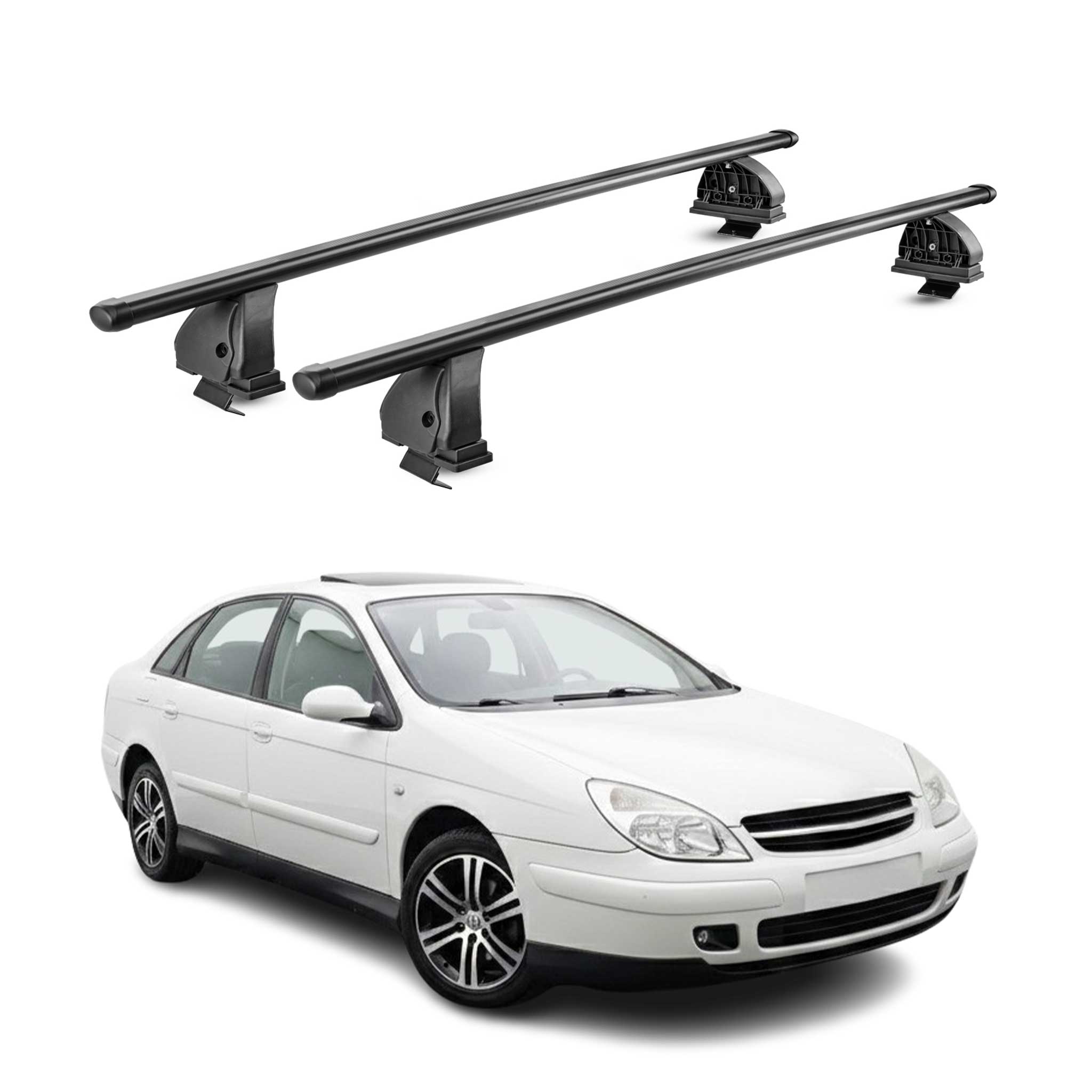 Barres de toit transversales acier pour Citroen C5 I 2001-2008 TÜV 75 kg Noir 2x