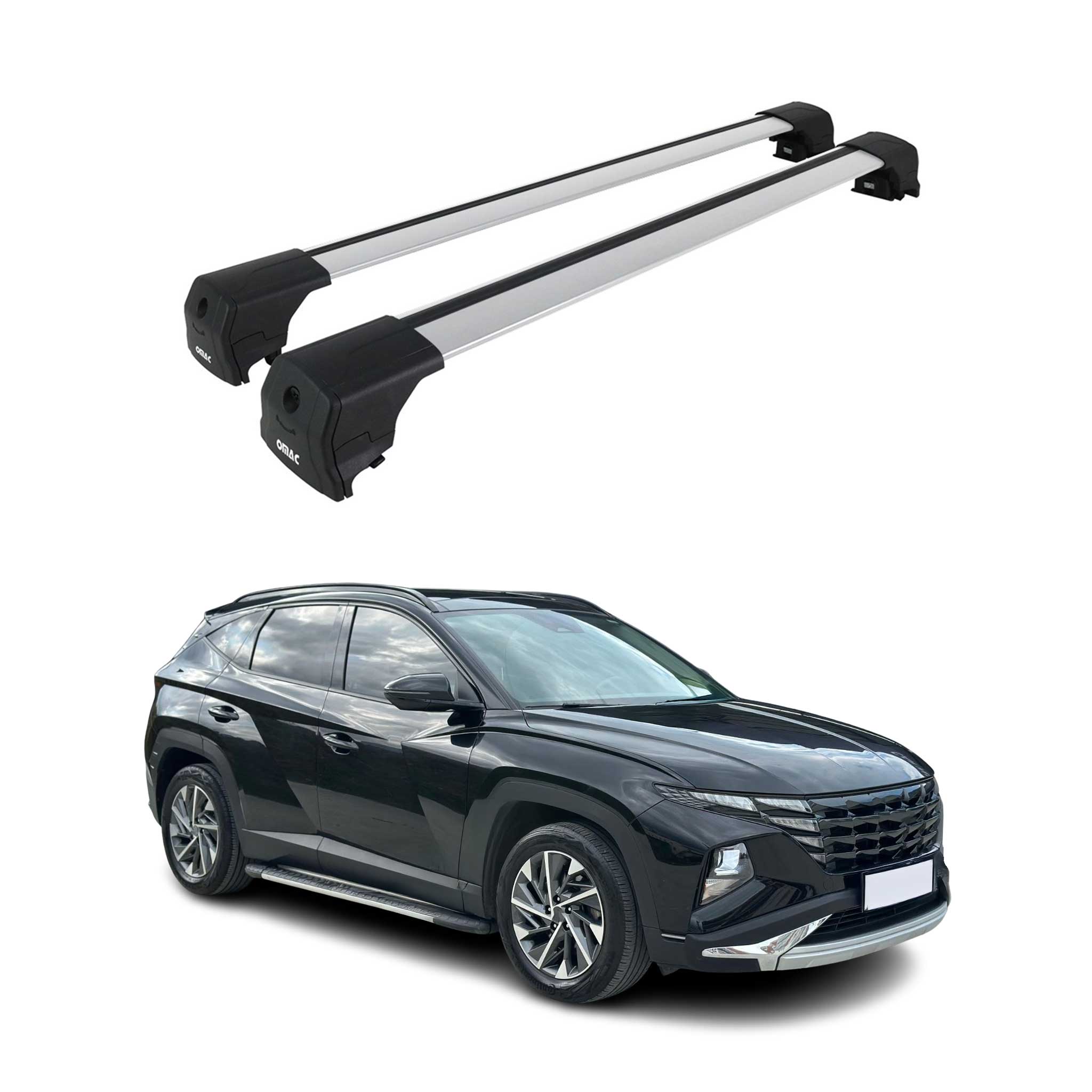 Barres De Toit Transversales pour Hyundai Tucson IV 2022-2026 Alu Gris 2Pcs