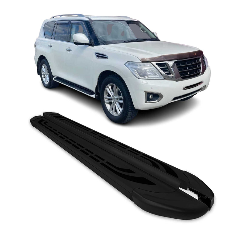 Marchepieds Latéraux pédale pour Nissan Patrol 2010-2024 Aluminium Noir 2Pcs