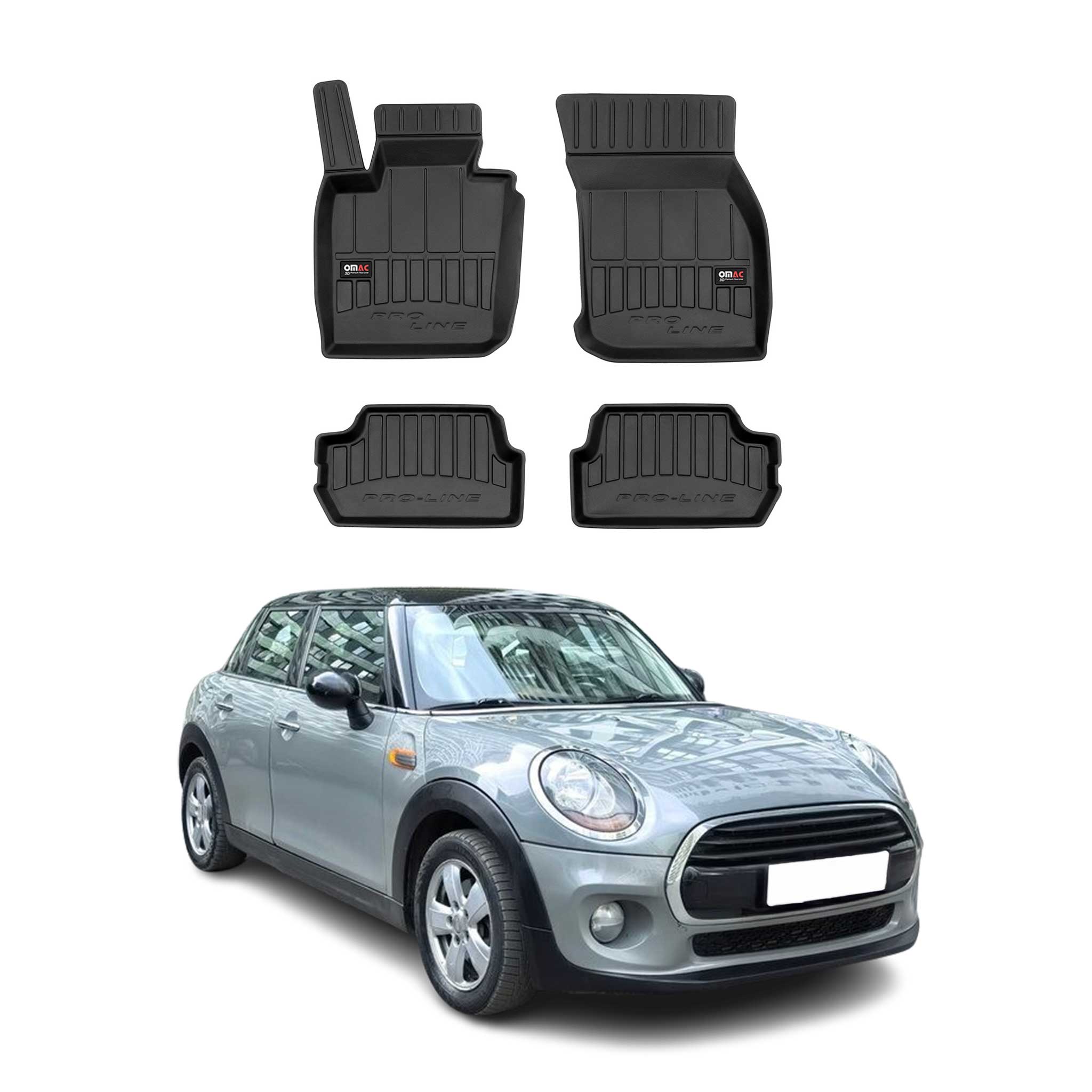 OMAC Tapis de sol en caoutchouc pour Mini Cooper 2014-2024 Noir Premium