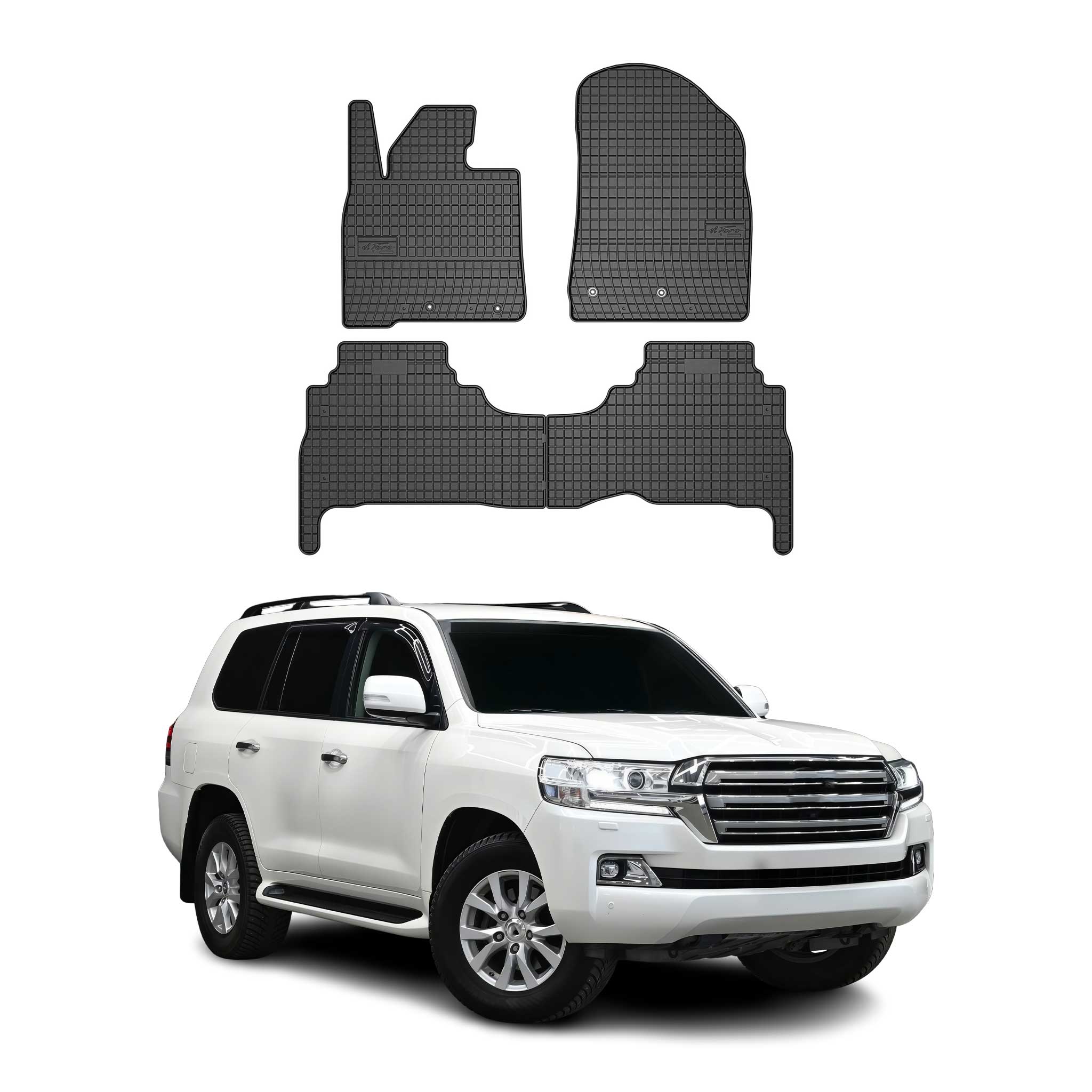 Tapis de Sol pour Toyota Land Cruiser 2015-2026 Caoutchouc Noir