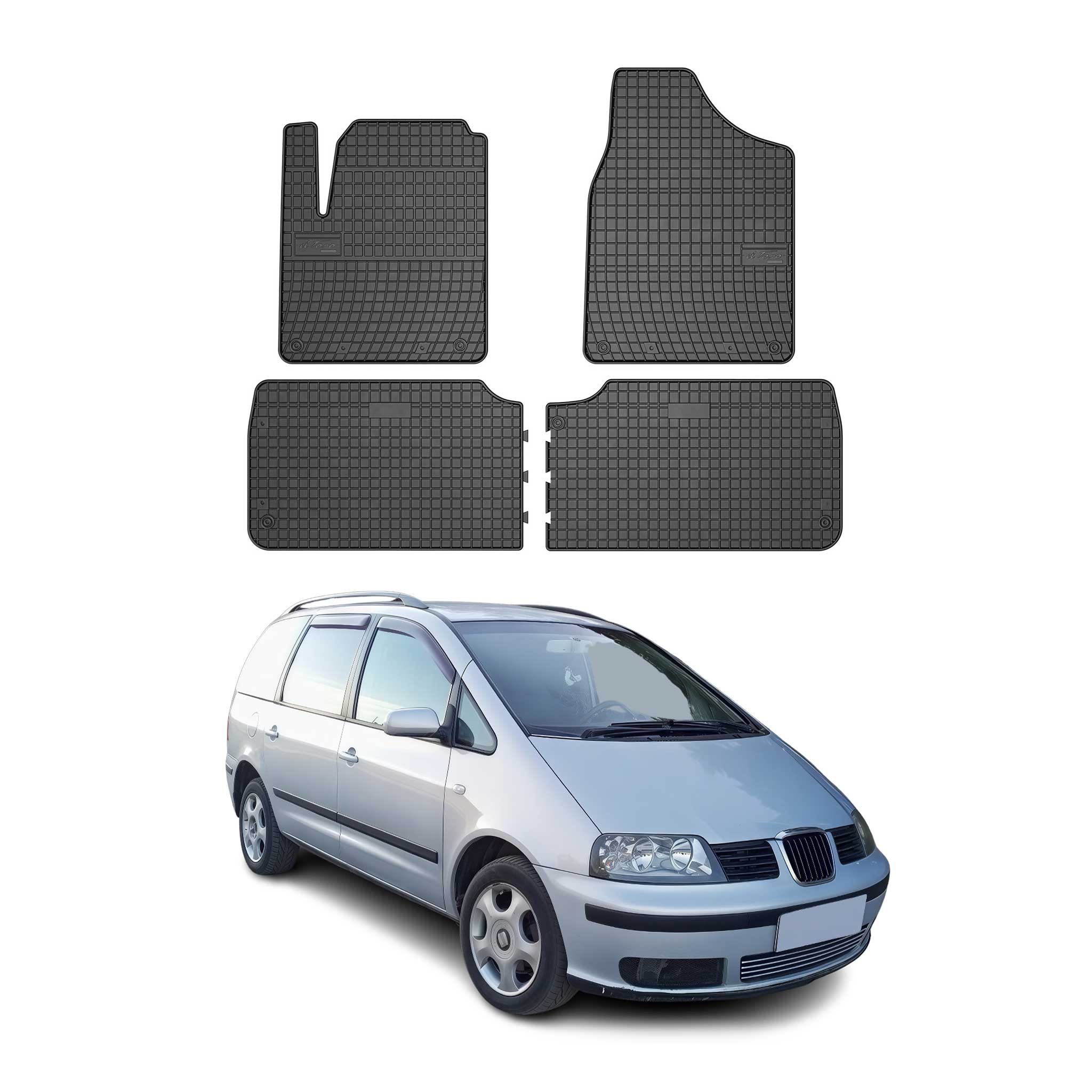 Tapis de Sol pour Seat Alhambra 1995-2010 OMAC Noir Caoutchouc 4x