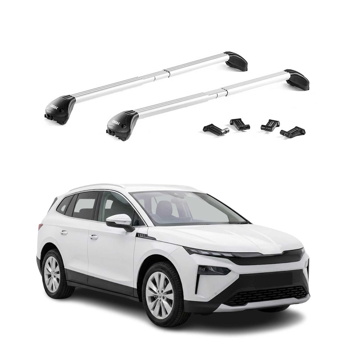 Barres de toit transversales pour Skoda Elroq 2024-2026 Aluminium Gris ABE