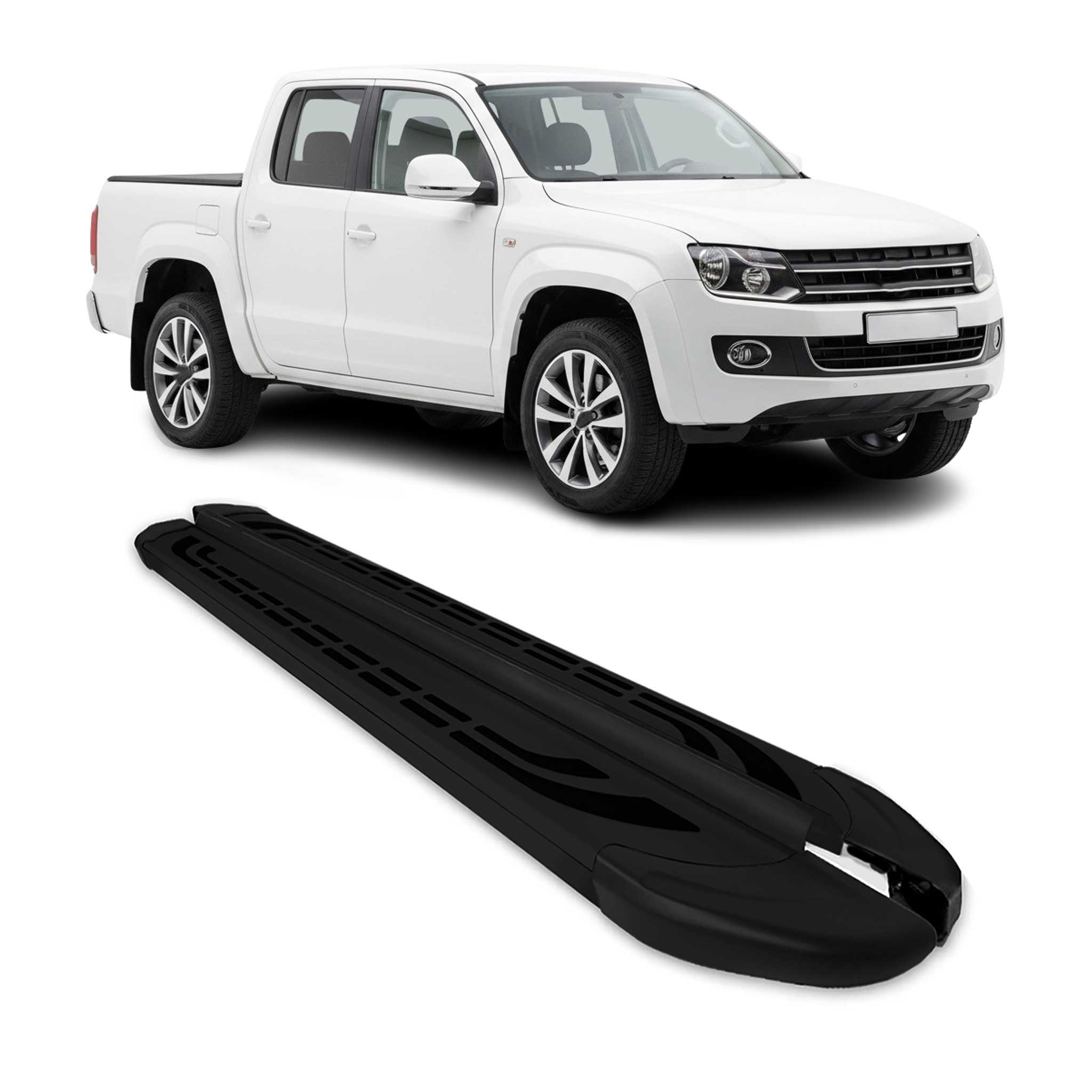 Marchepieds Latéraux pédale pour VW Amarok Double Cab  2010-2022 Alu Noir 2Pcs