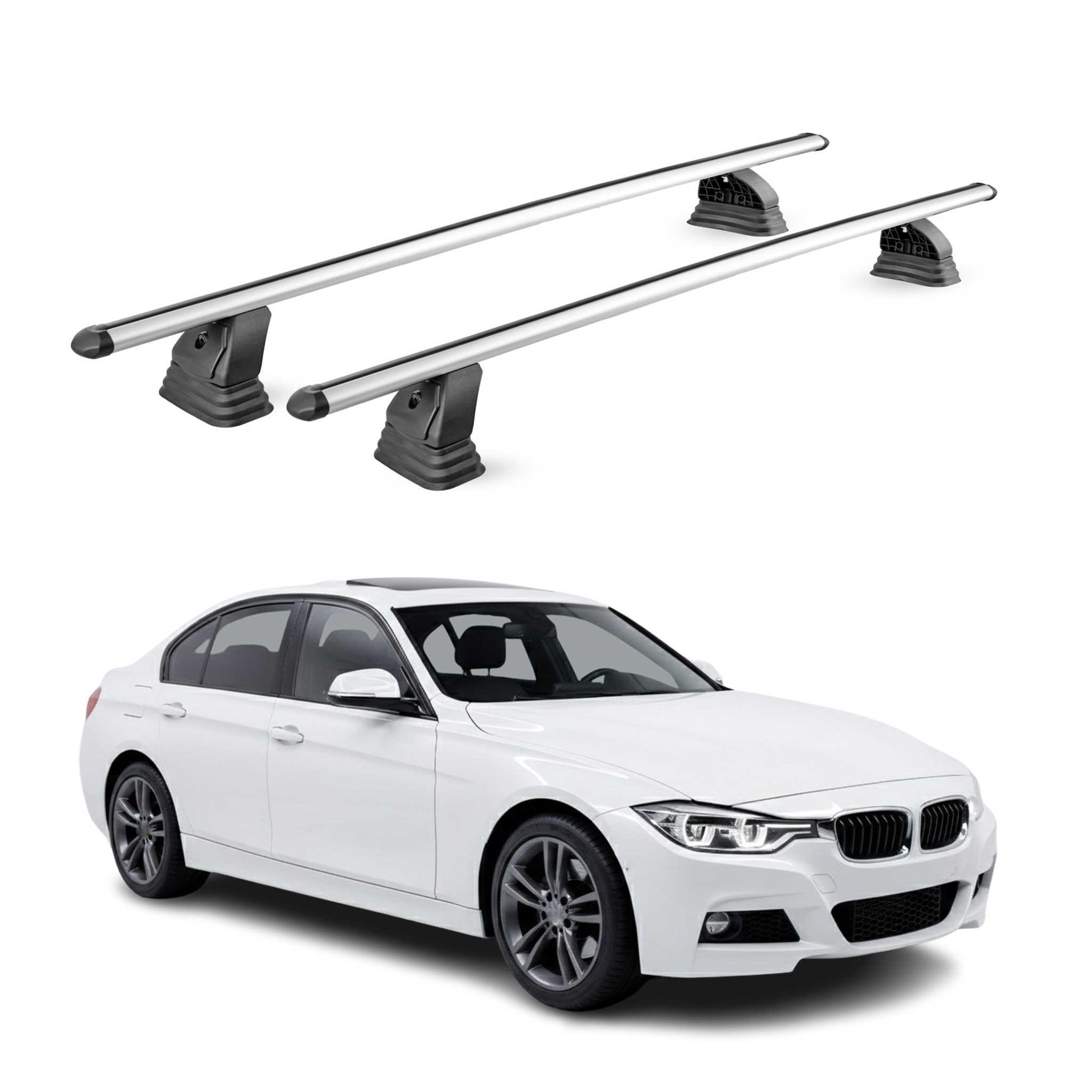 Barres de toit transversales Alu pour Bmw Serie 3 F30 Berline 2012-2019 Gris 2x
