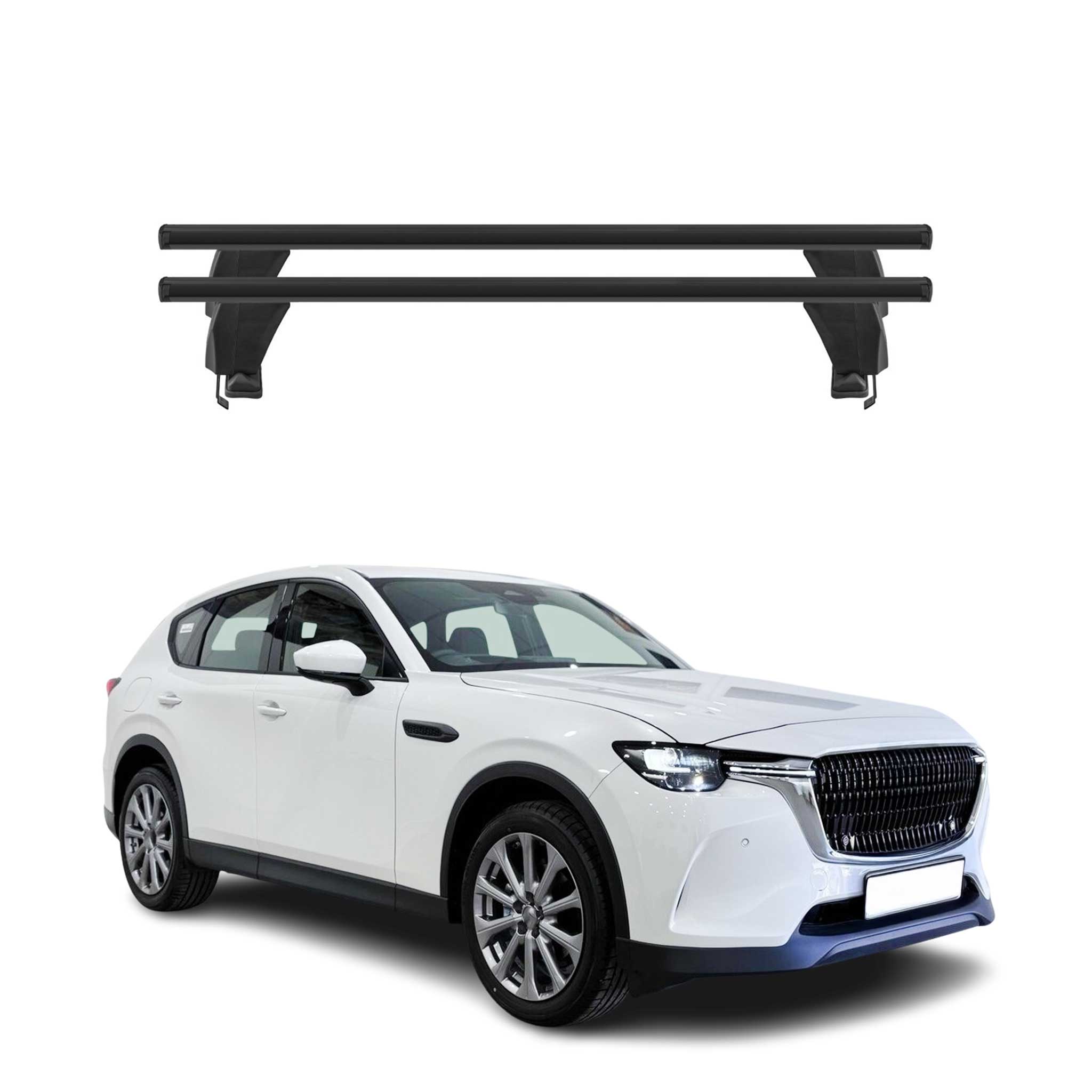 Menabo Barres de toit transversales pour Mazda CX-60 2022-2026 Aluminium Noir 2x