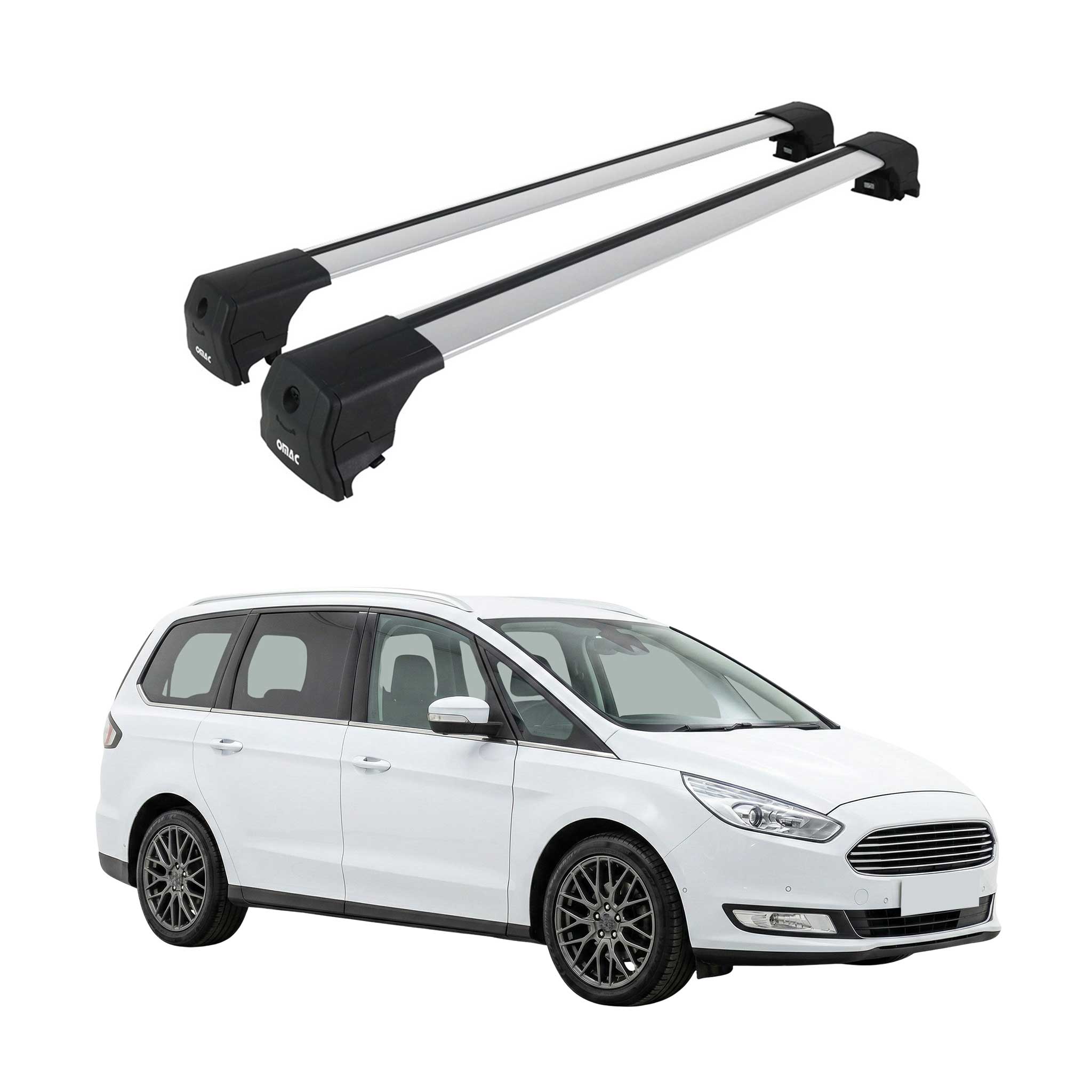 Barres De Toit Transversales pour Ford Galaxy III 2015-2019 Pre-FL Alu Gris 2Pcs