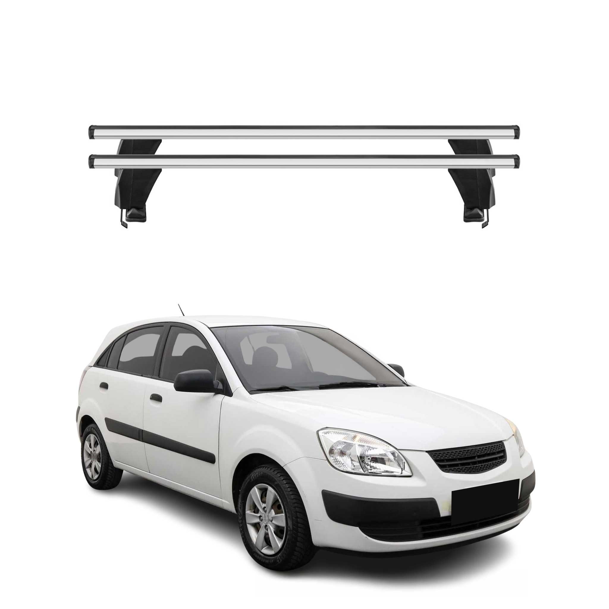 Menabo Barres de toit Transversales pour Kia Rio HB 2005-2011 Alu Gris ABE 2x