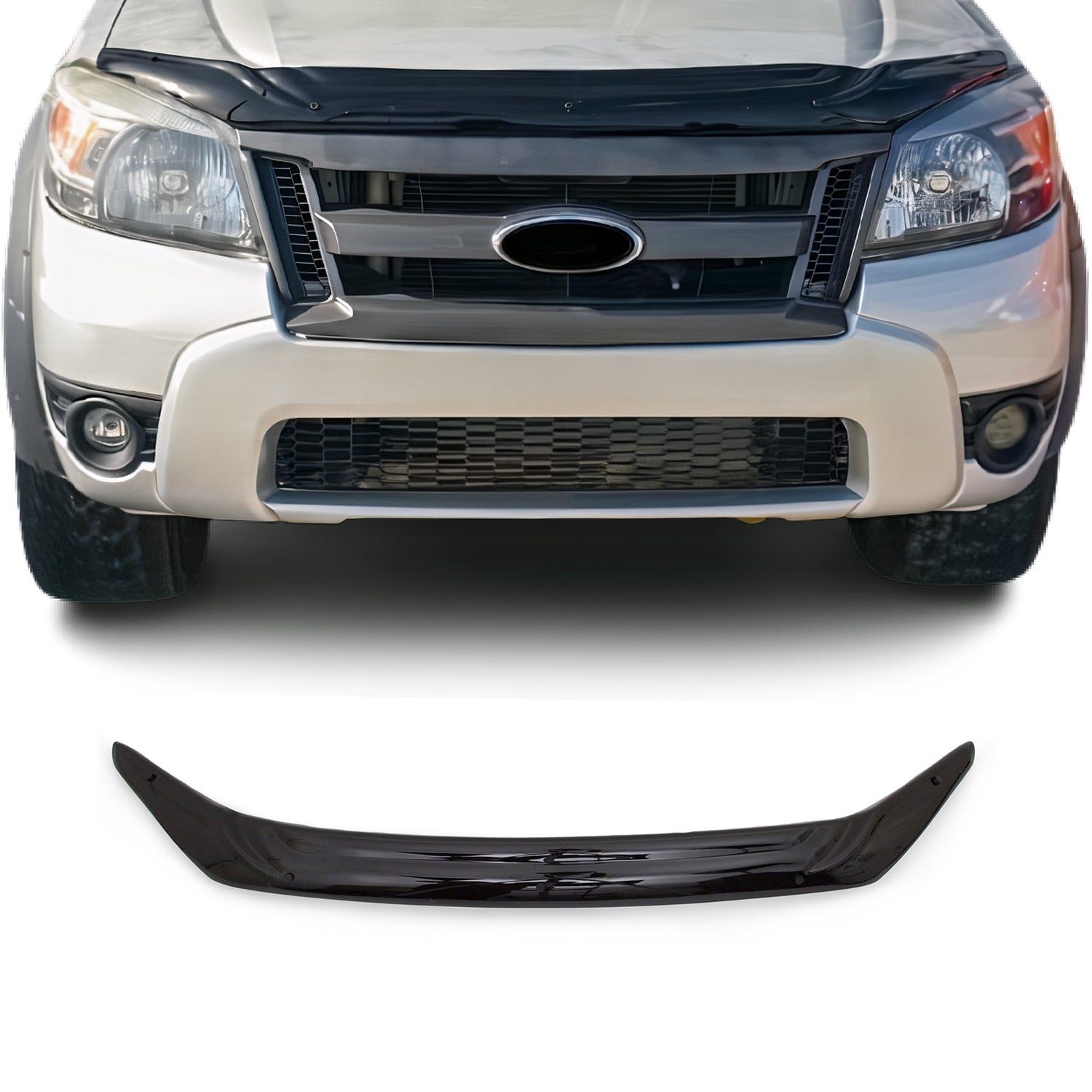 Deflecteurs d'air capot de voiture pour Ford Ranger 2009-2012 Acrylique Noir