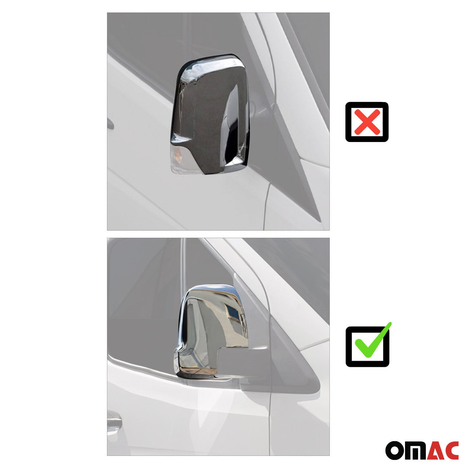 Coques de Rétroviseurs pour Mercedes Sprinter 907-910 2018-2026 en Acier Argenté